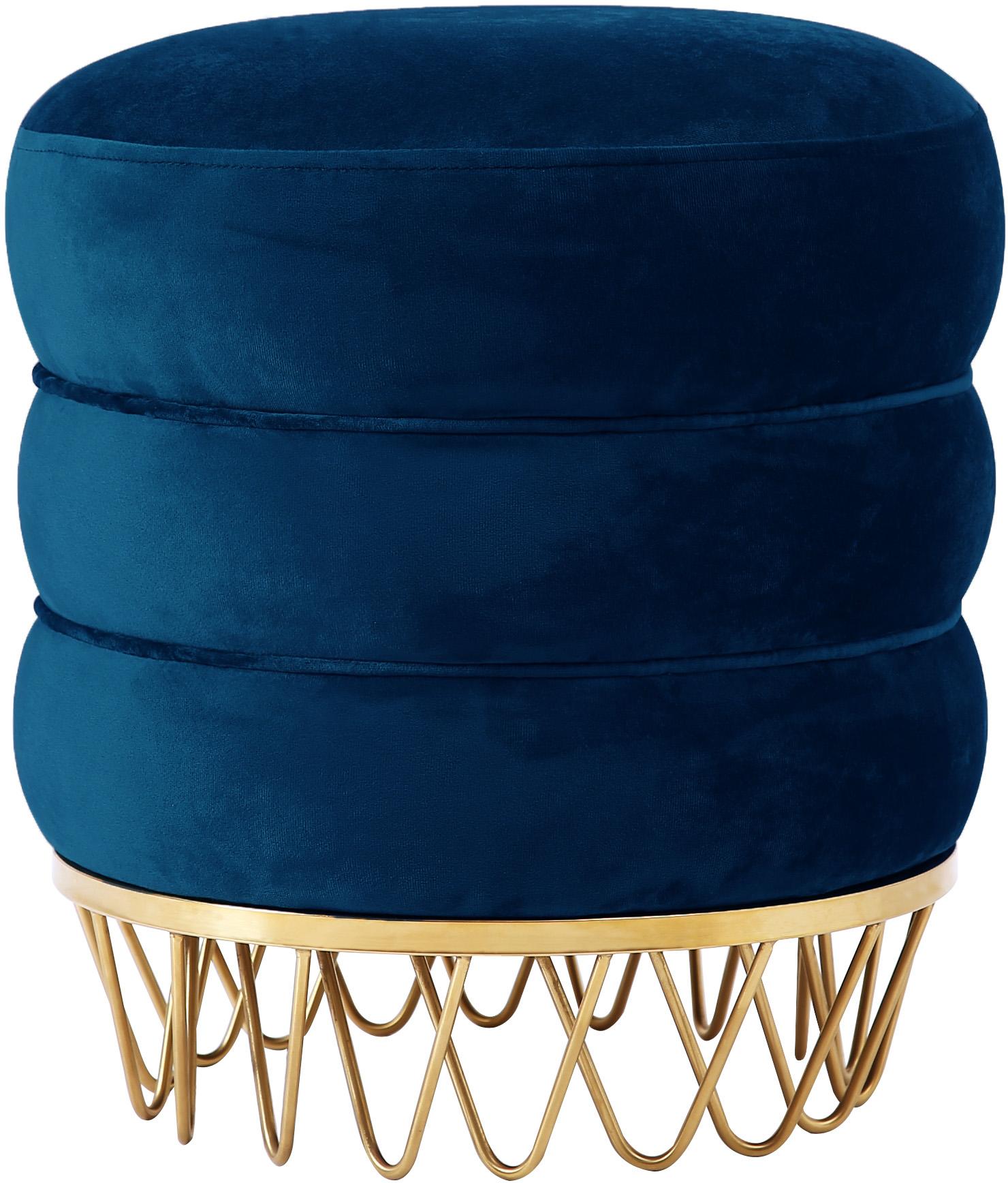 Revolve Navy Velvet Ottoman/Stool - Luxury Home Furniture (MI)