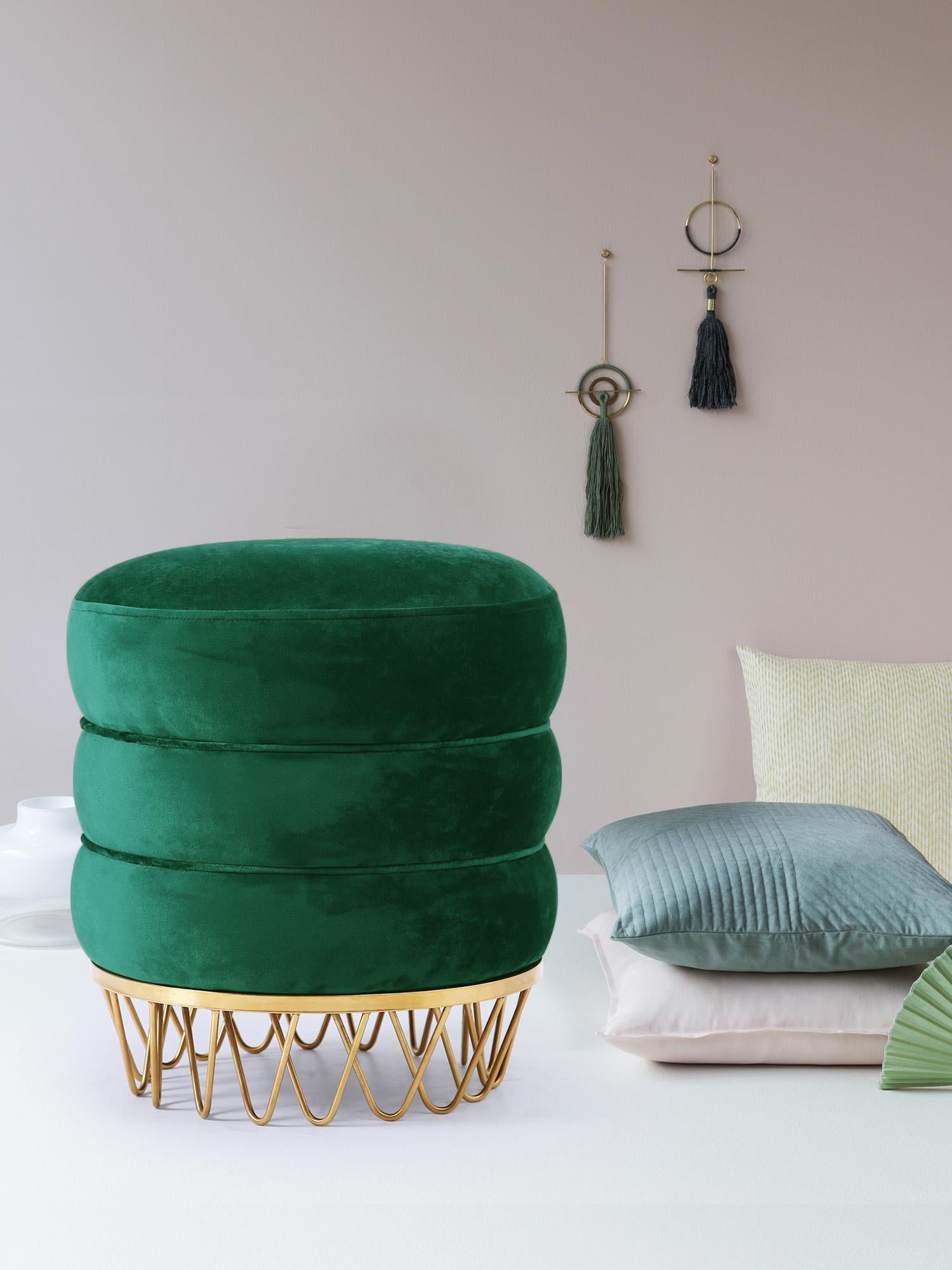 Revolve Green Velvet Ottoman/Stool - Luxury Home Furniture (MI)