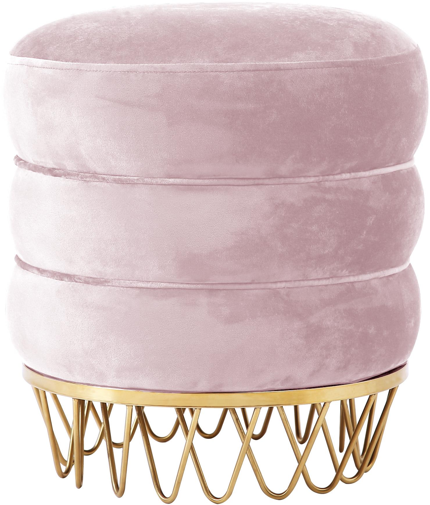 Revolve Pink Velvet Ottoman/Stool - Luxury Home Furniture (MI)