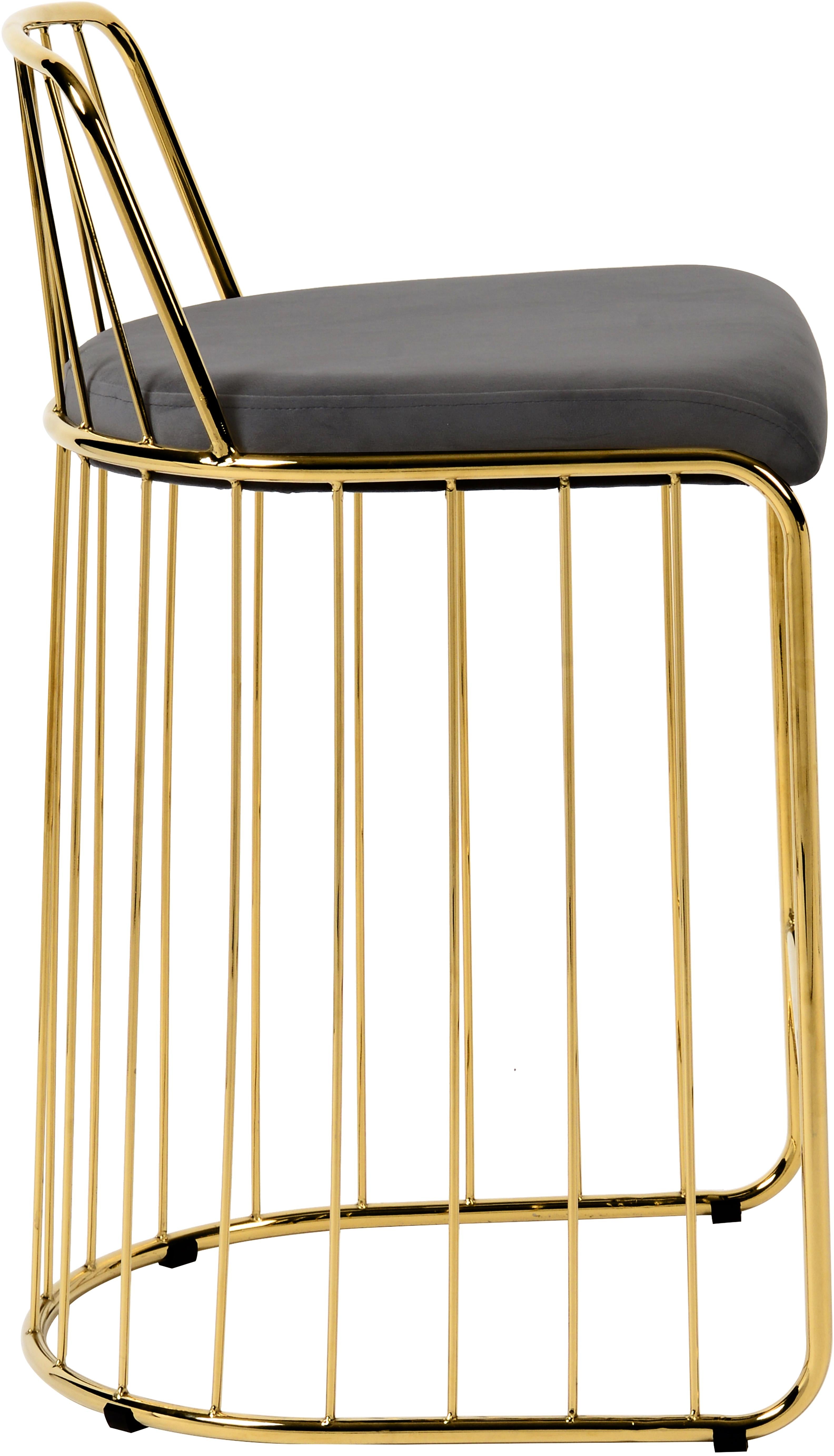 Gio Grey Velvet Stool - Luxury Home Furniture (MI)