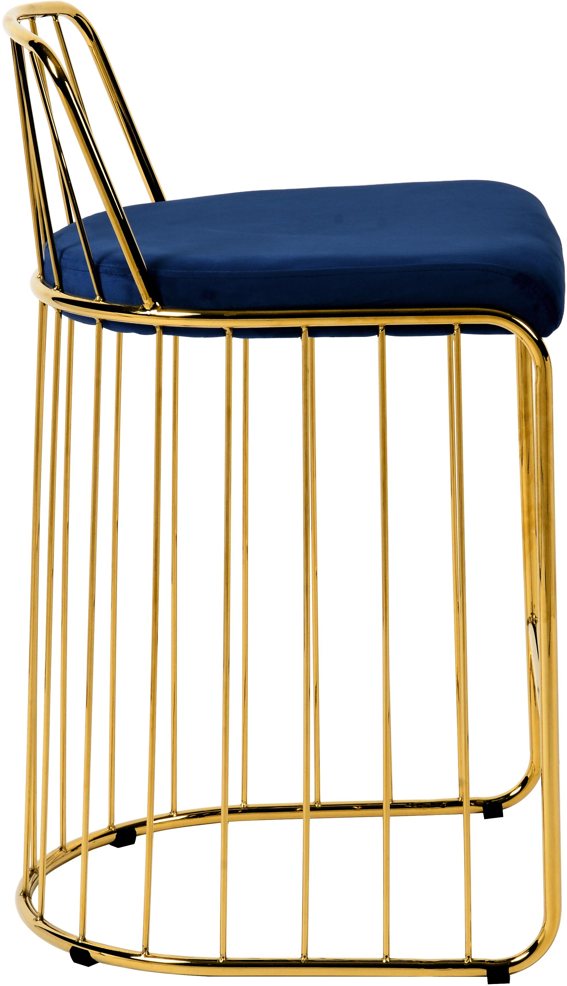 Gio Navy Velvet Stool - Luxury Home Furniture (MI)
