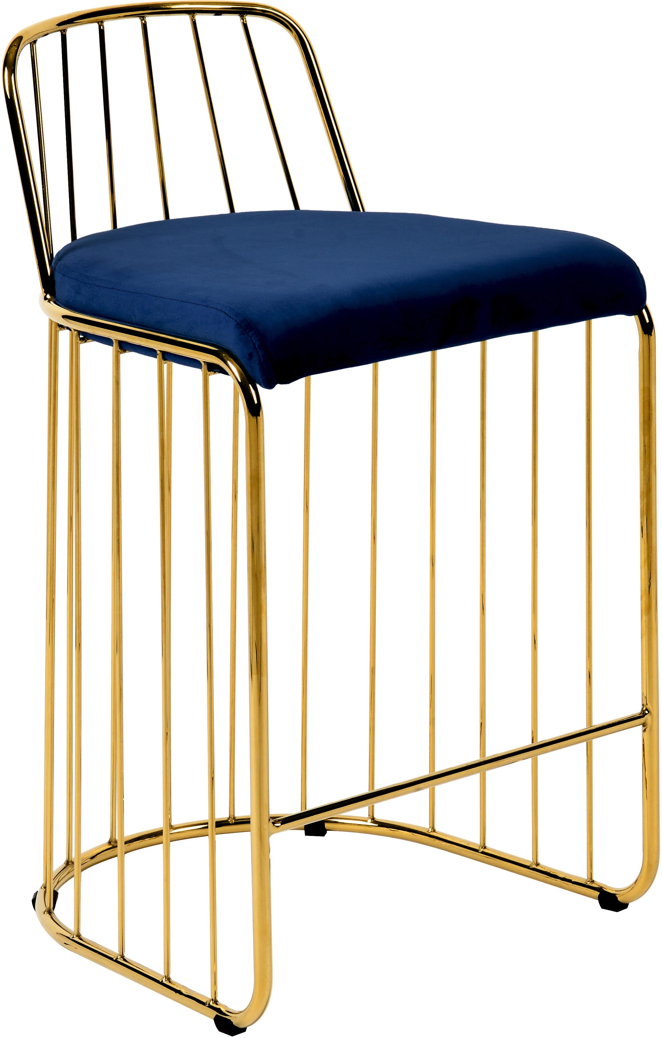 Gio Navy Velvet Stool - Luxury Home Furniture (MI)