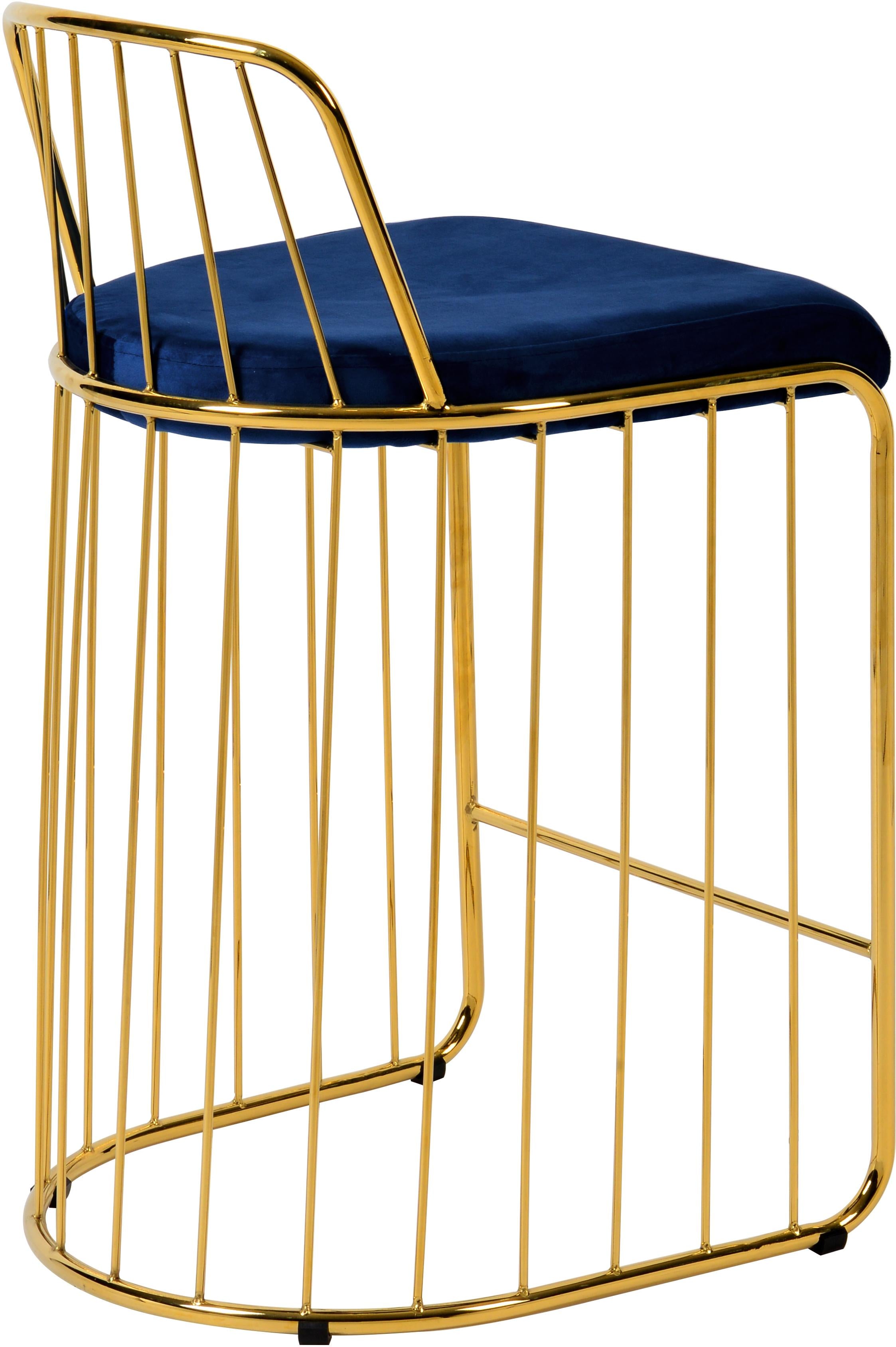 Gio Navy Velvet Stool - Luxury Home Furniture (MI)
