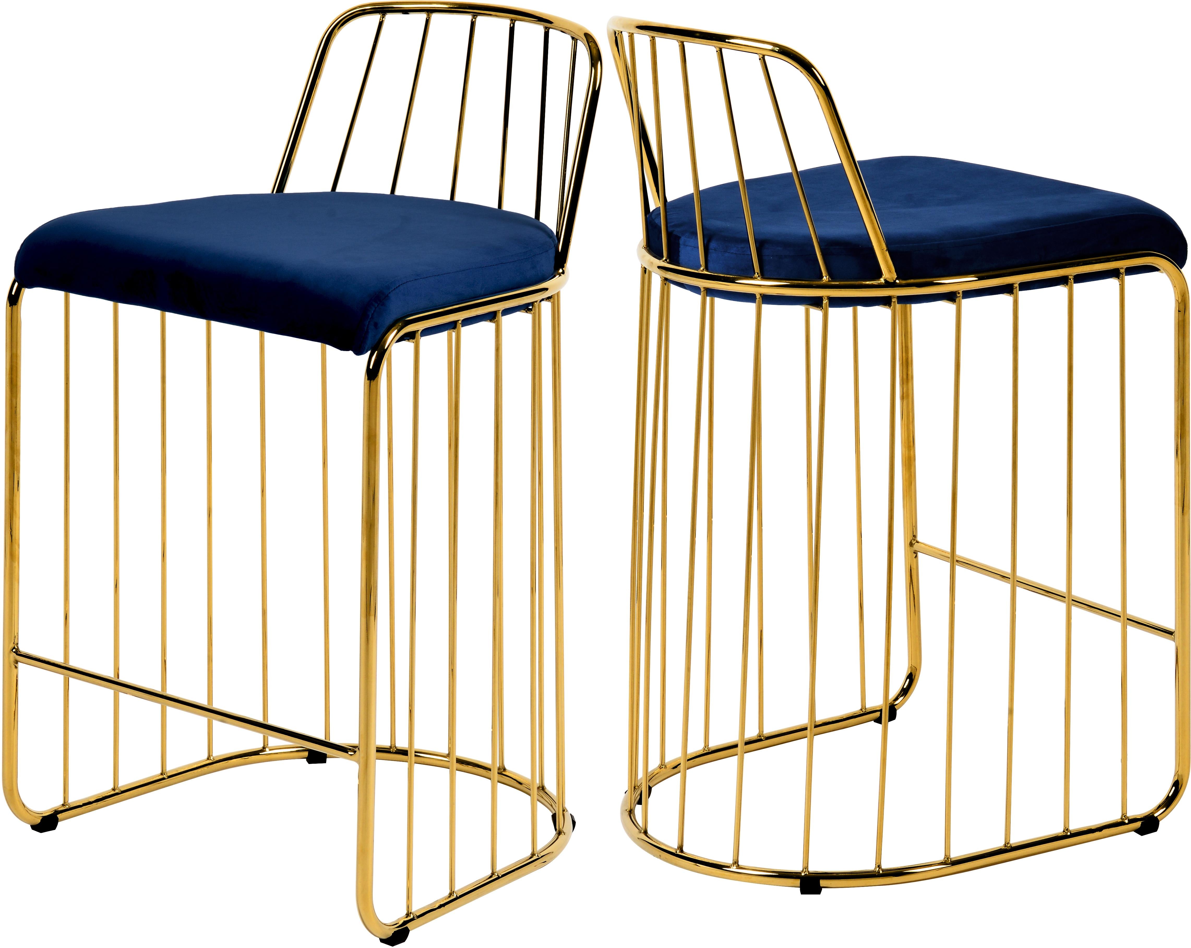 Gio Navy Velvet Stool - Luxury Home Furniture (MI)