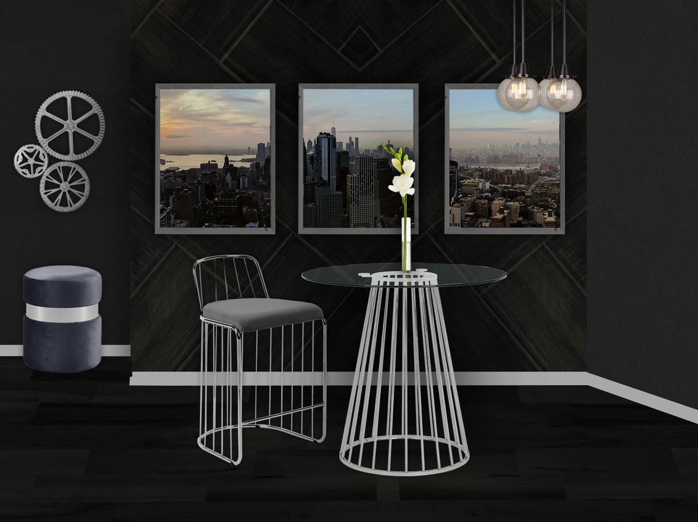 Gio Grey Velvet Stool - Luxury Home Furniture (MI)