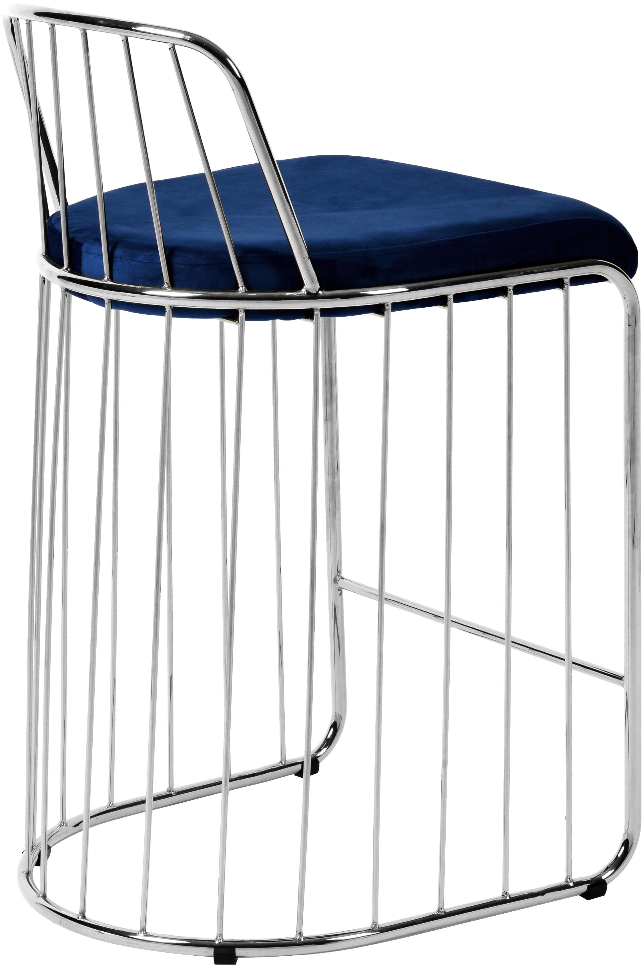 Gio Navy Velvet Stool - Luxury Home Furniture (MI)