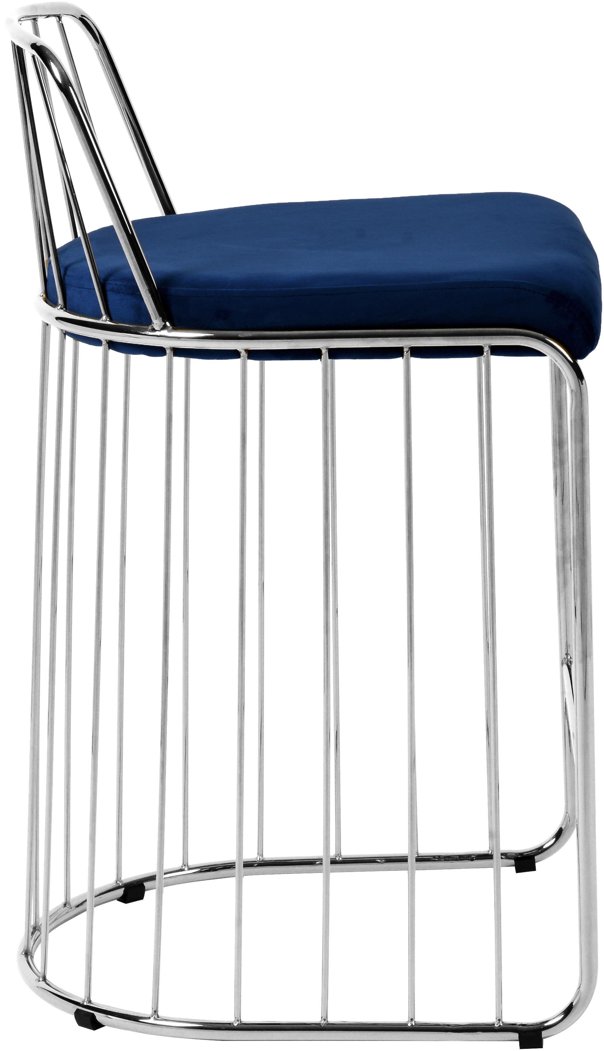 Gio Navy Velvet Stool - Luxury Home Furniture (MI)