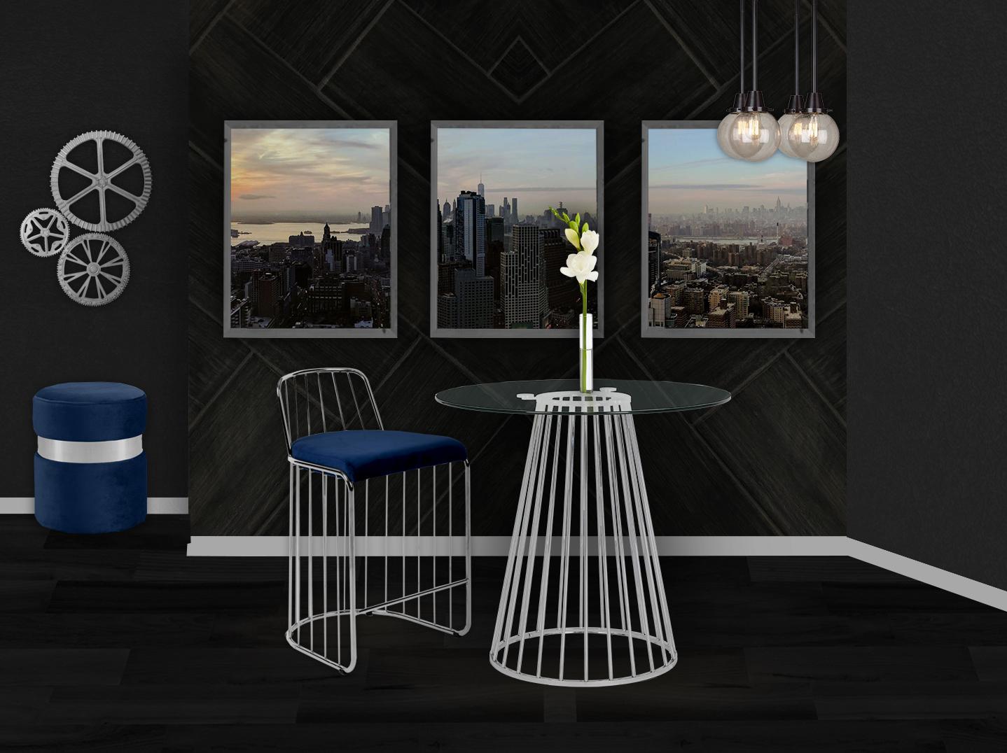 Gio Navy Velvet Stool - Luxury Home Furniture (MI)