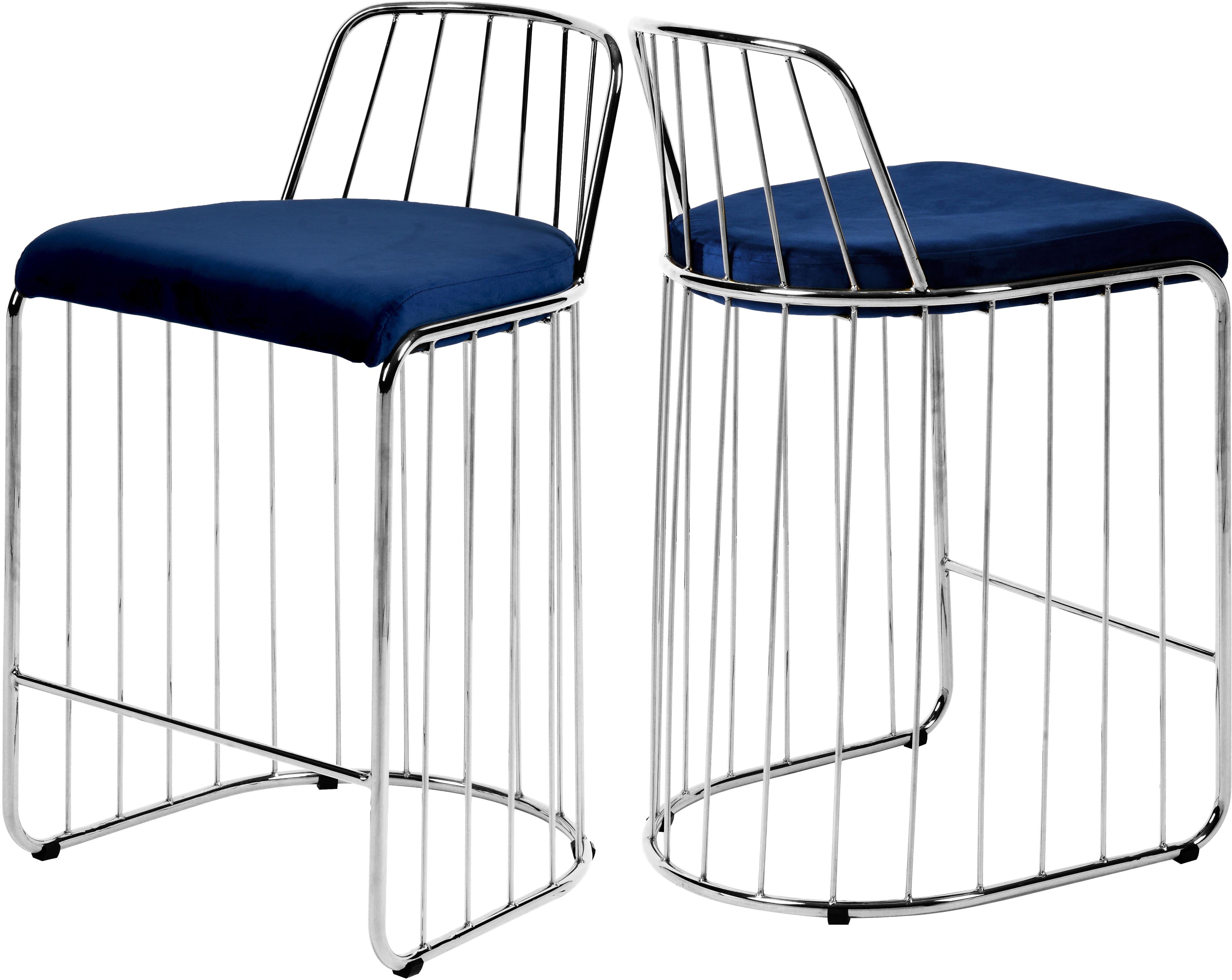 Gio Navy Velvet Stool - Luxury Home Furniture (MI)