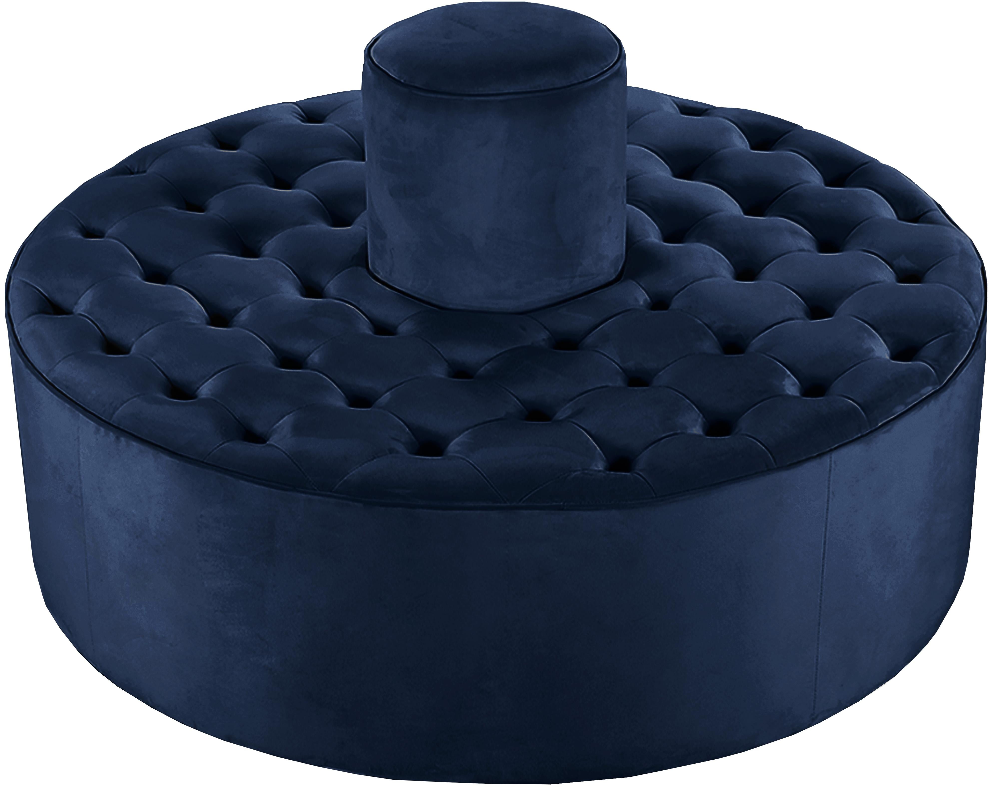 Banquet Navy Velvet Ottoman/Bench - Luxury Home Furniture (MI)