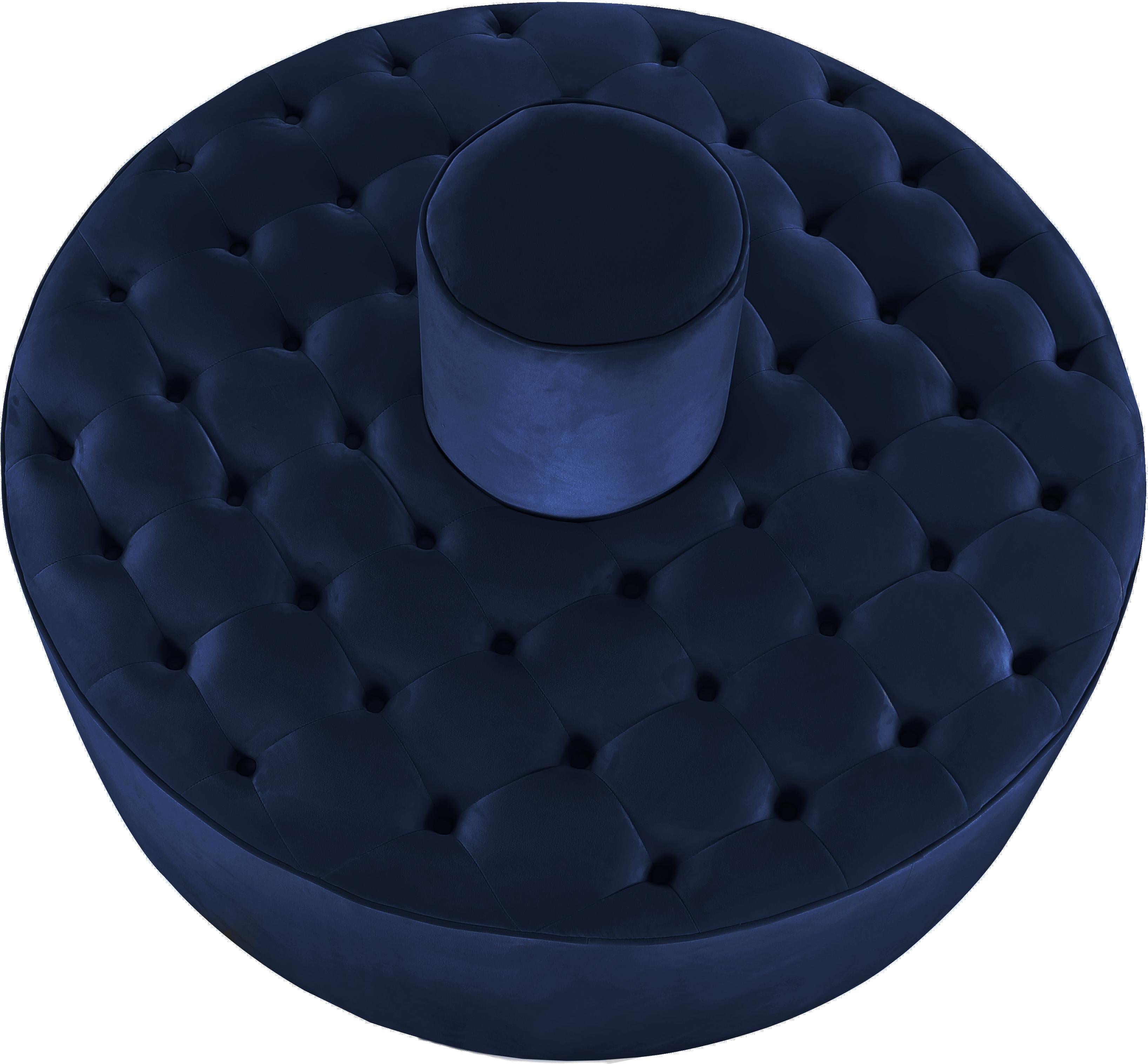 Banquet Navy Velvet Ottoman/Bench - Luxury Home Furniture (MI)