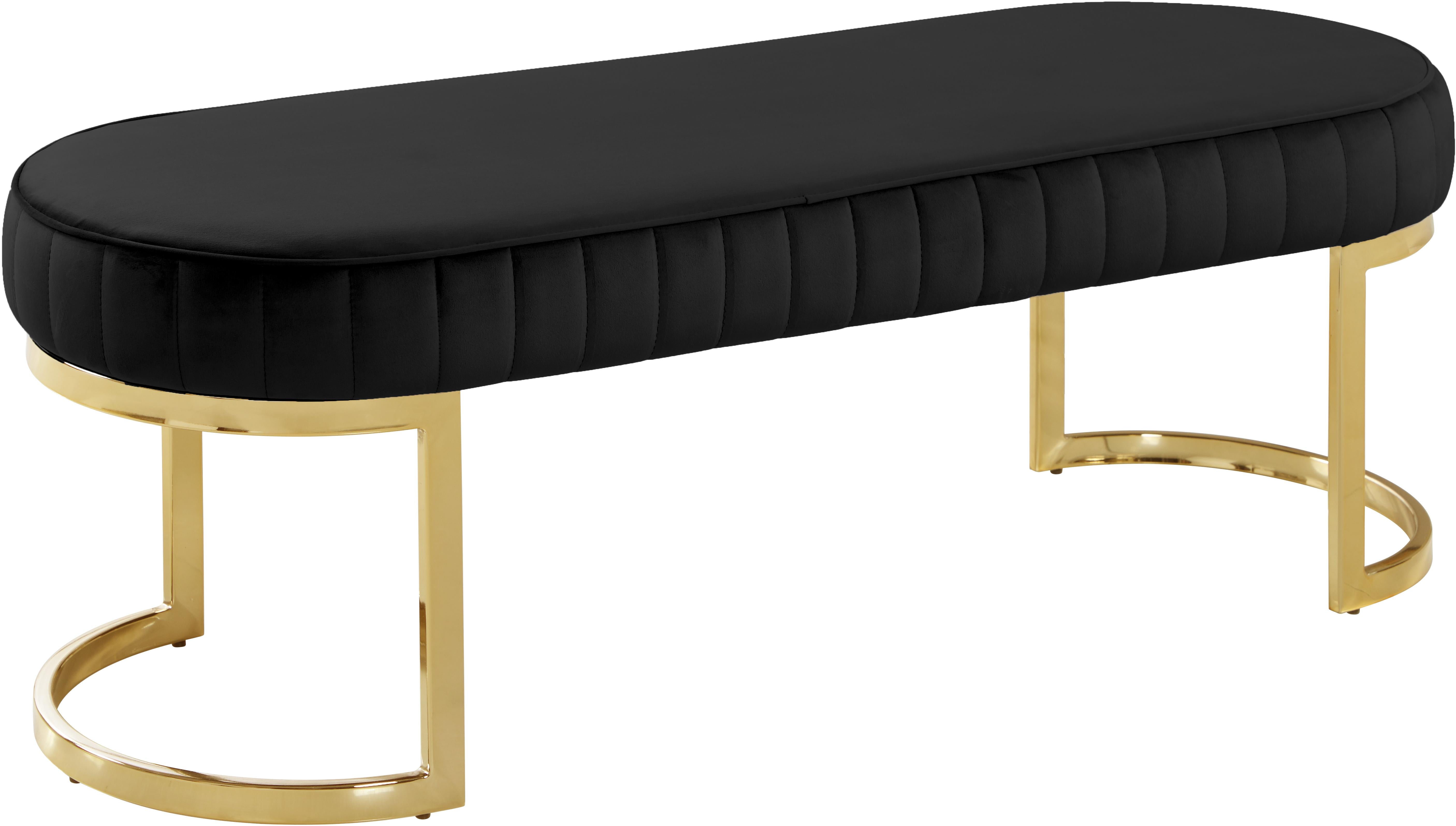 Lemar Black Velvet Bench - Luxury Home Furniture (MI)