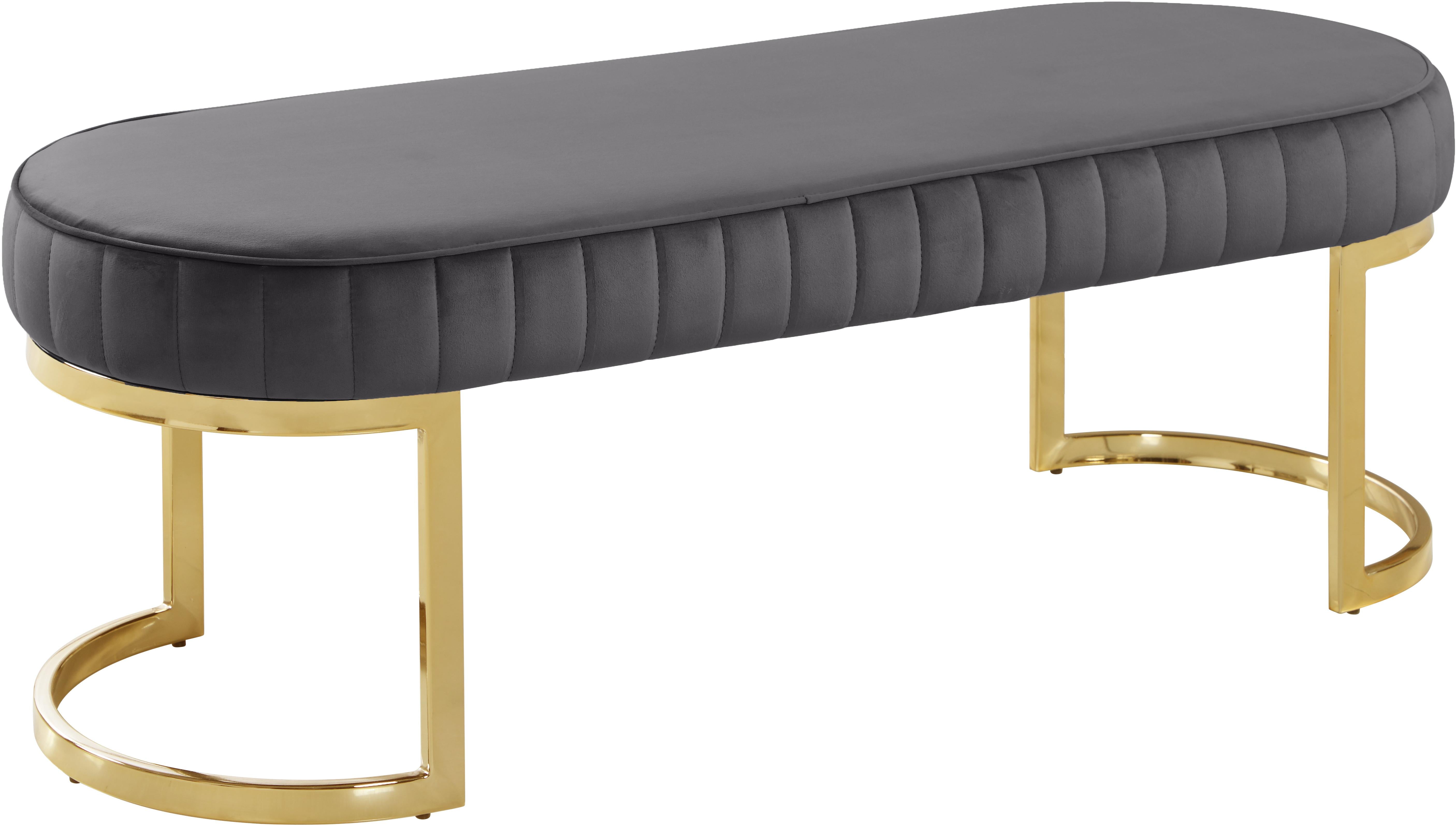 Lemar Grey Velvet Bench - Luxury Home Furniture (MI)