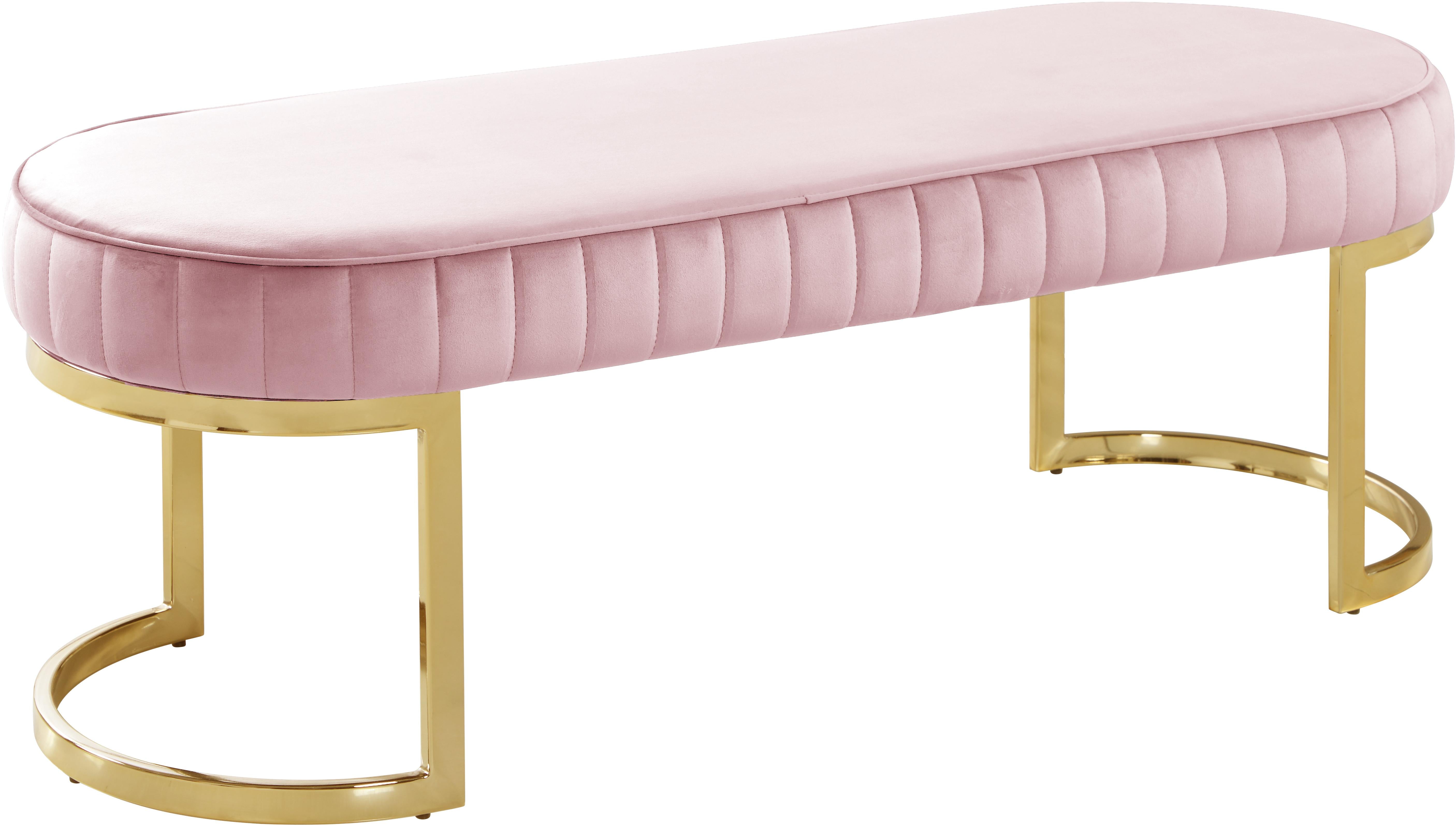 Lemar Pink Velvet Bench - Luxury Home Furniture (MI)