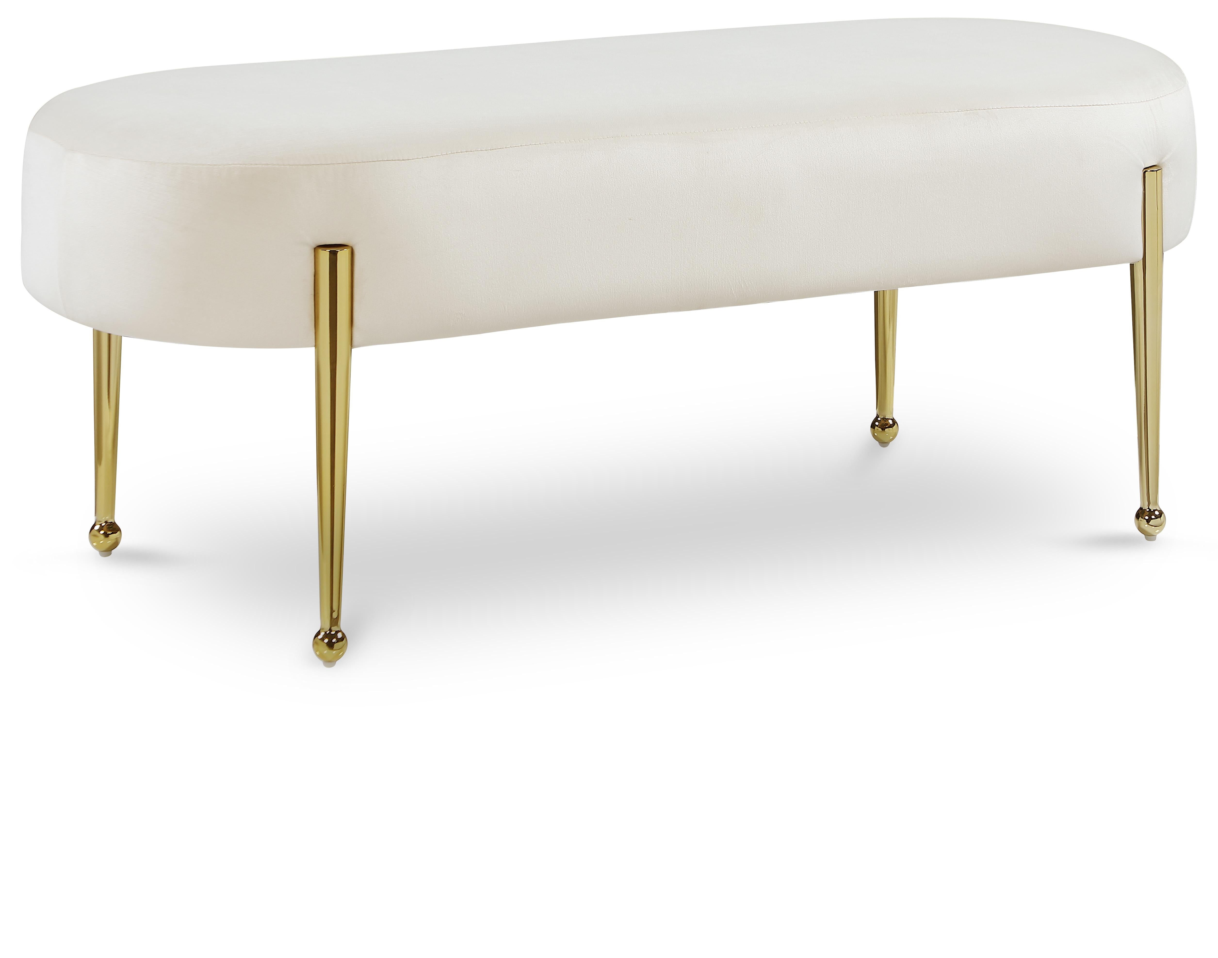Gia Cream Velvet Bench - Luxury Home Furniture (MI)