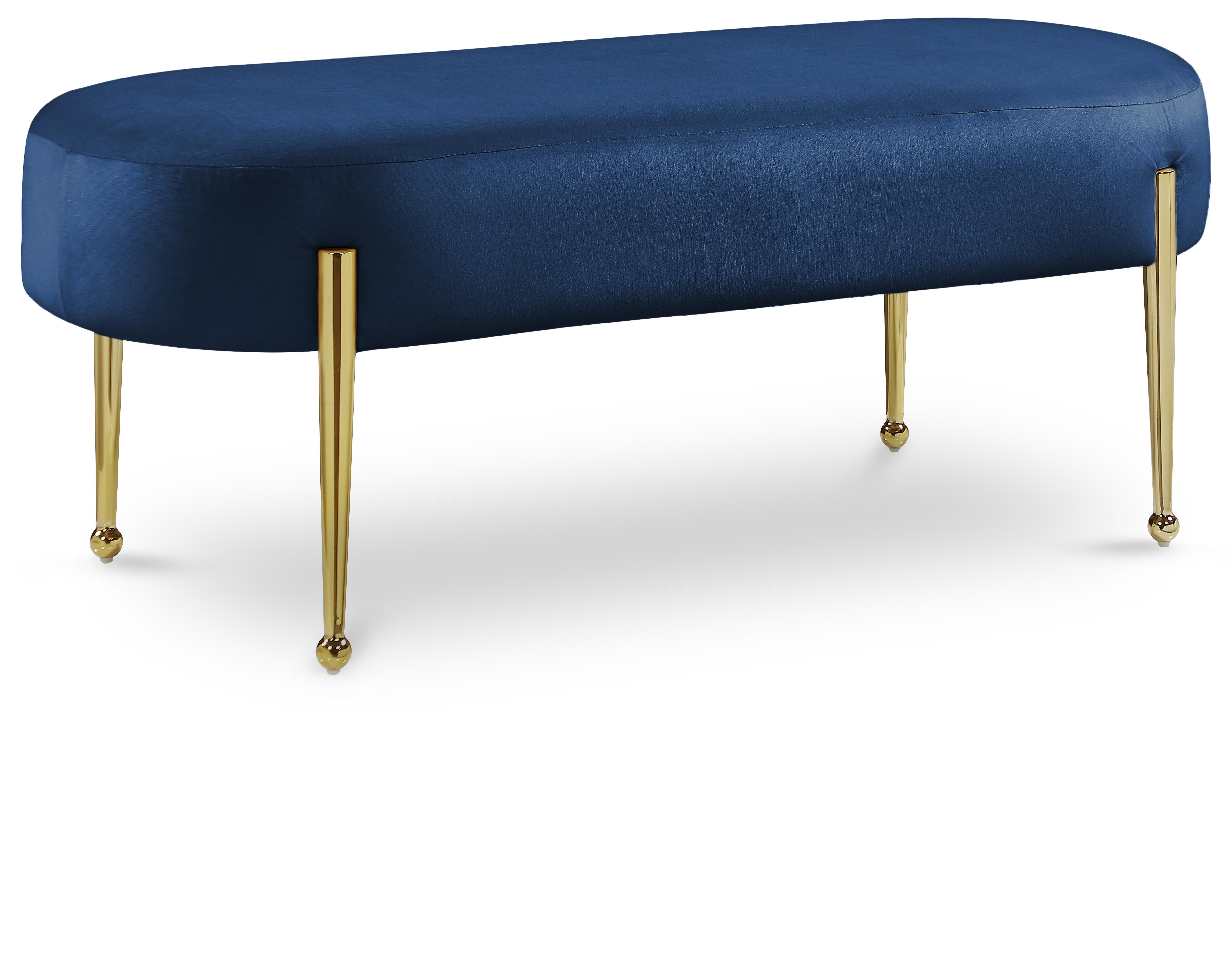 Gia Navy Velvet Bench - Luxury Home Furniture (MI)