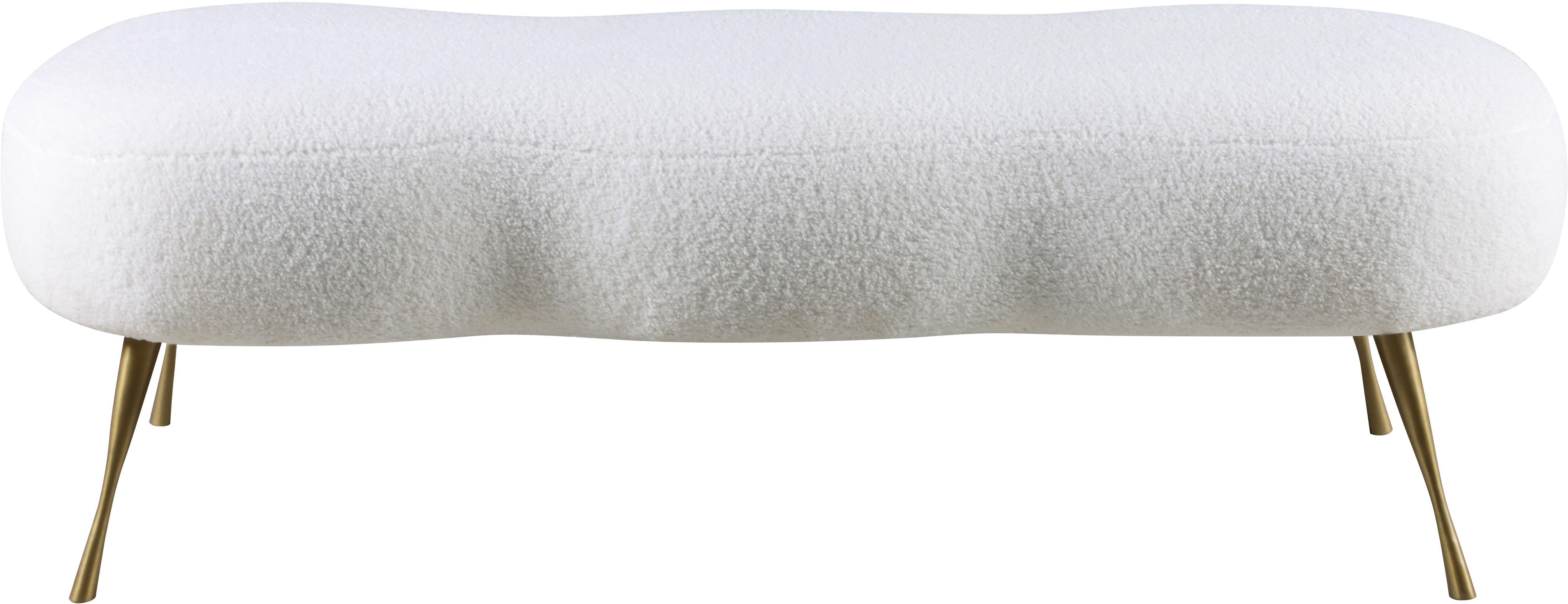 Nube White Faux Sheepskin Fur Bench - Luxury Home Furniture (MI)