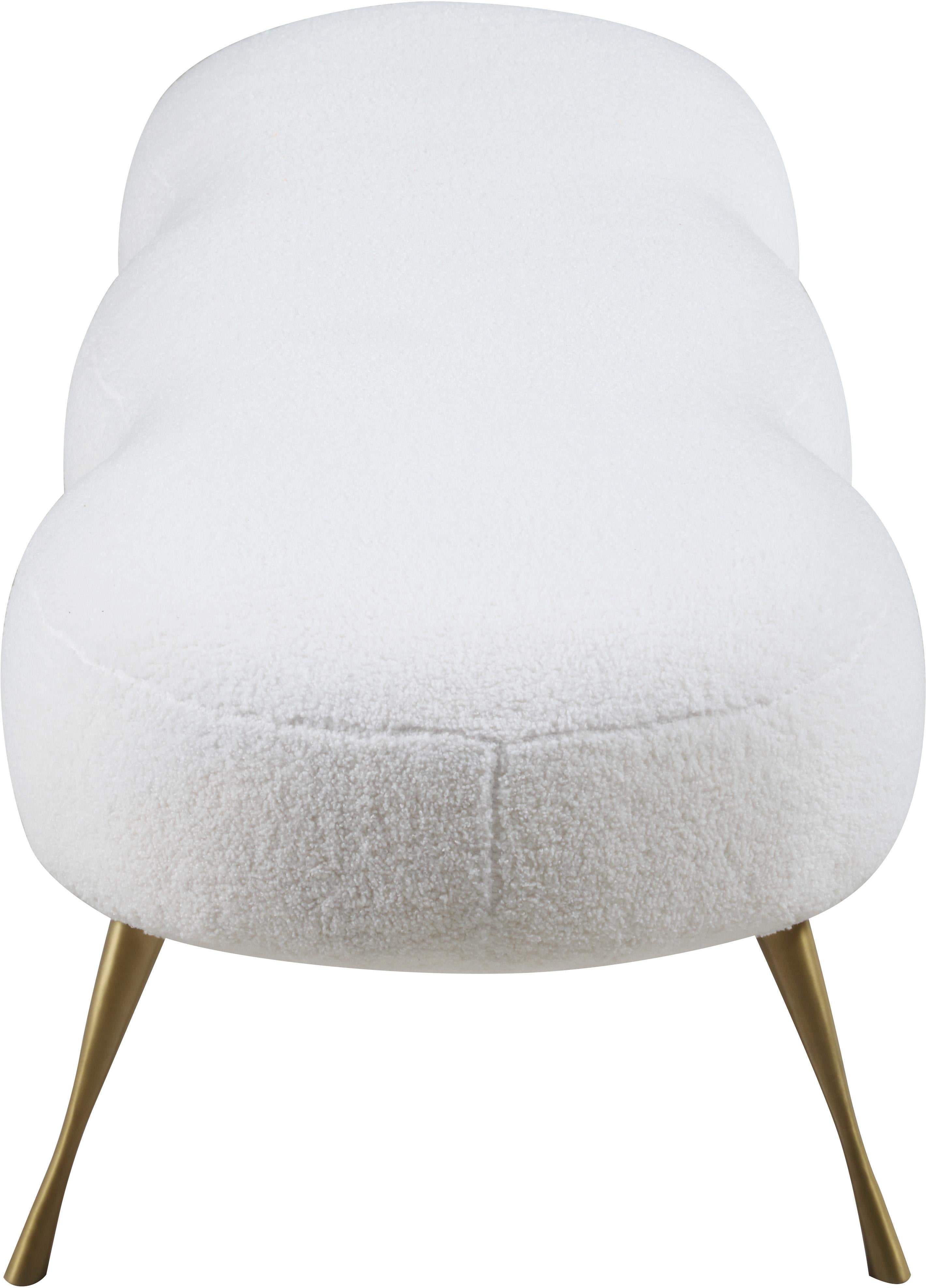 Nube White Faux Sheepskin Fur Bench - Luxury Home Furniture (MI)