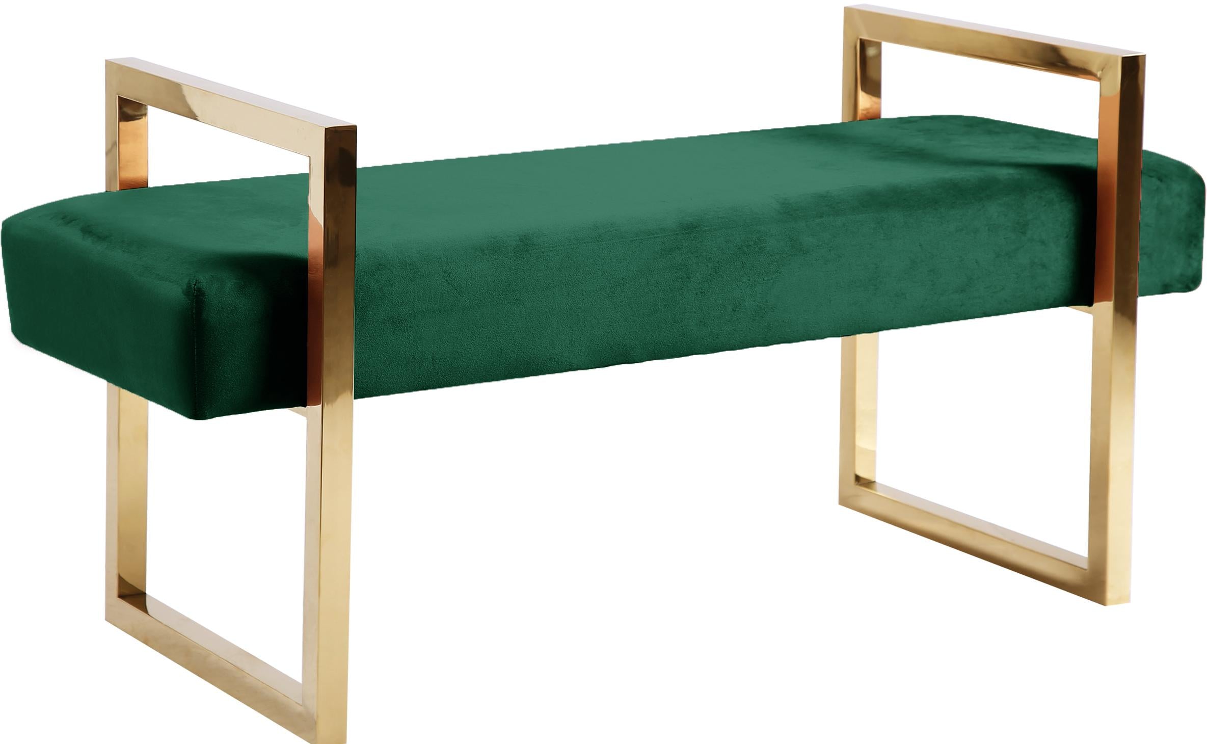 Olivia Green Velvet Bench - Luxury Home Furniture (MI)