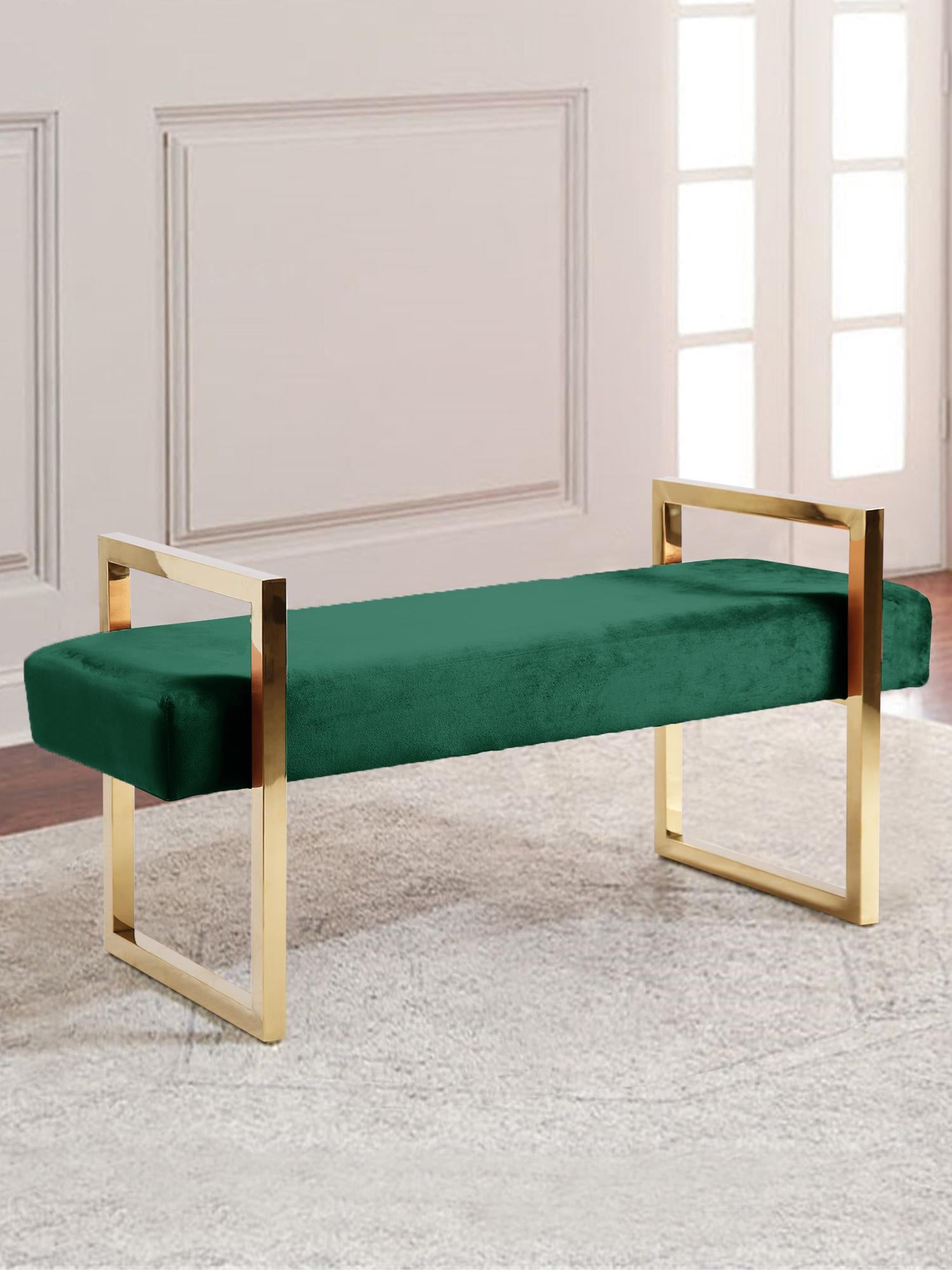 Olivia Green Velvet Bench - Luxury Home Furniture (MI)