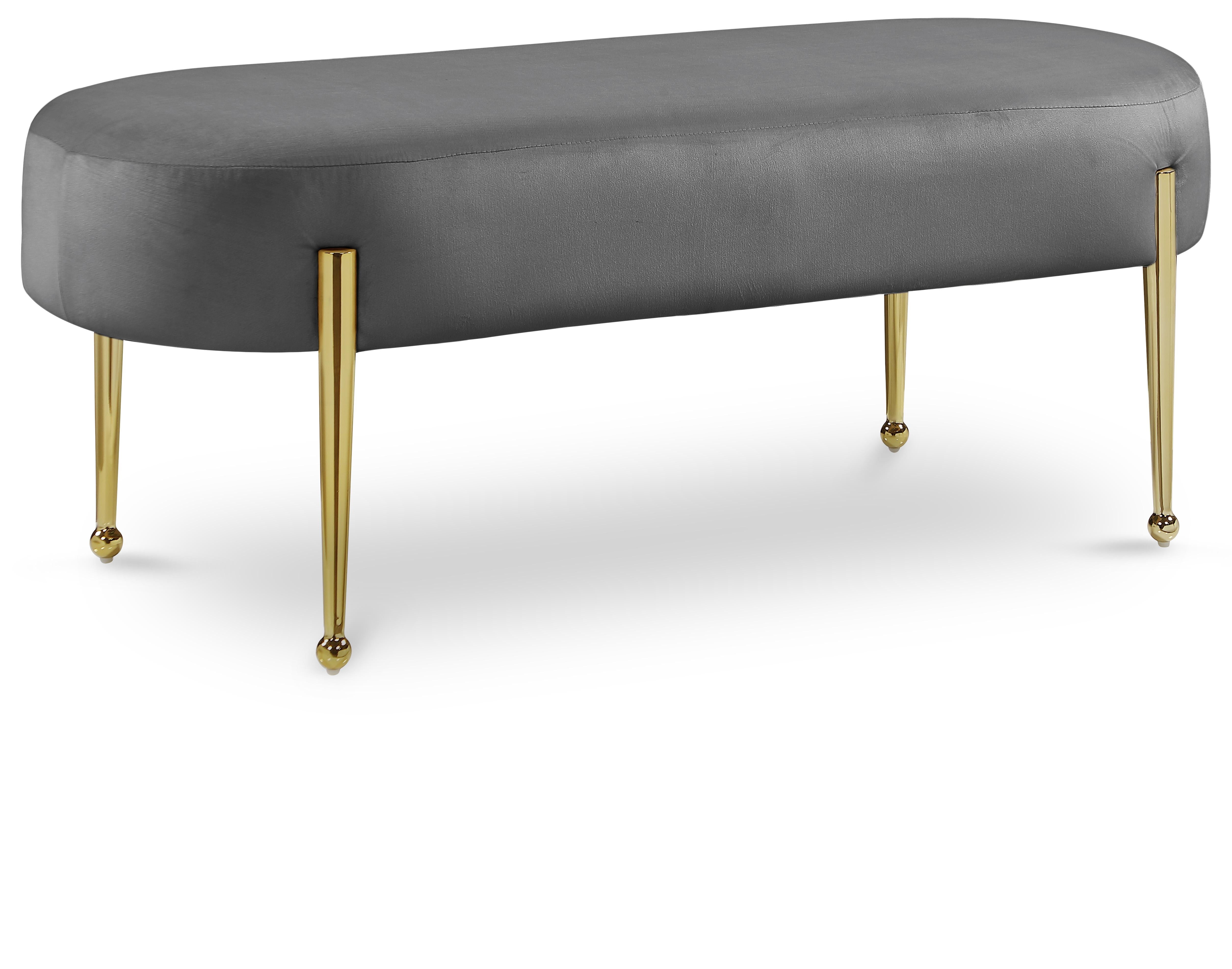 Gia Grey Velvet Bench - Luxury Home Furniture (MI)