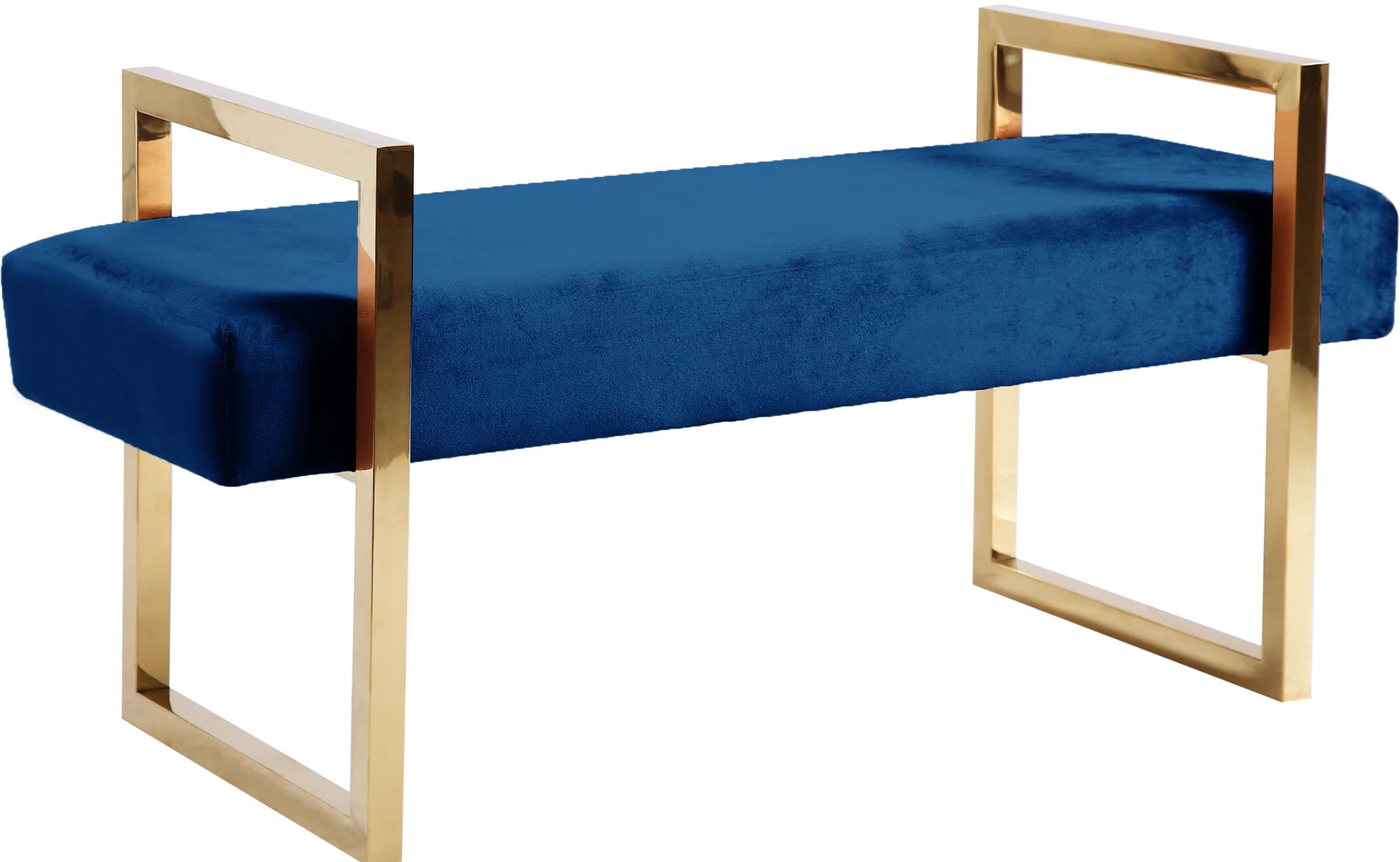 Olivia Navy Velvet Bench - Luxury Home Furniture (MI)