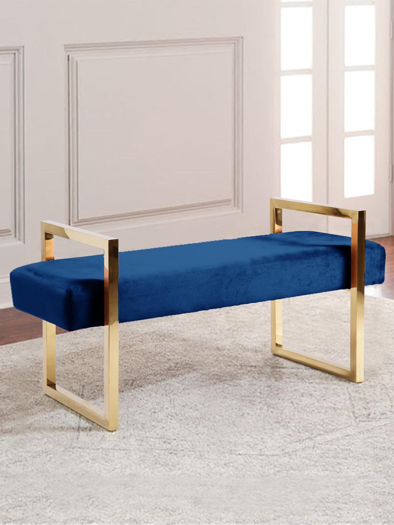Olivia Navy Velvet Bench - Luxury Home Furniture (MI)