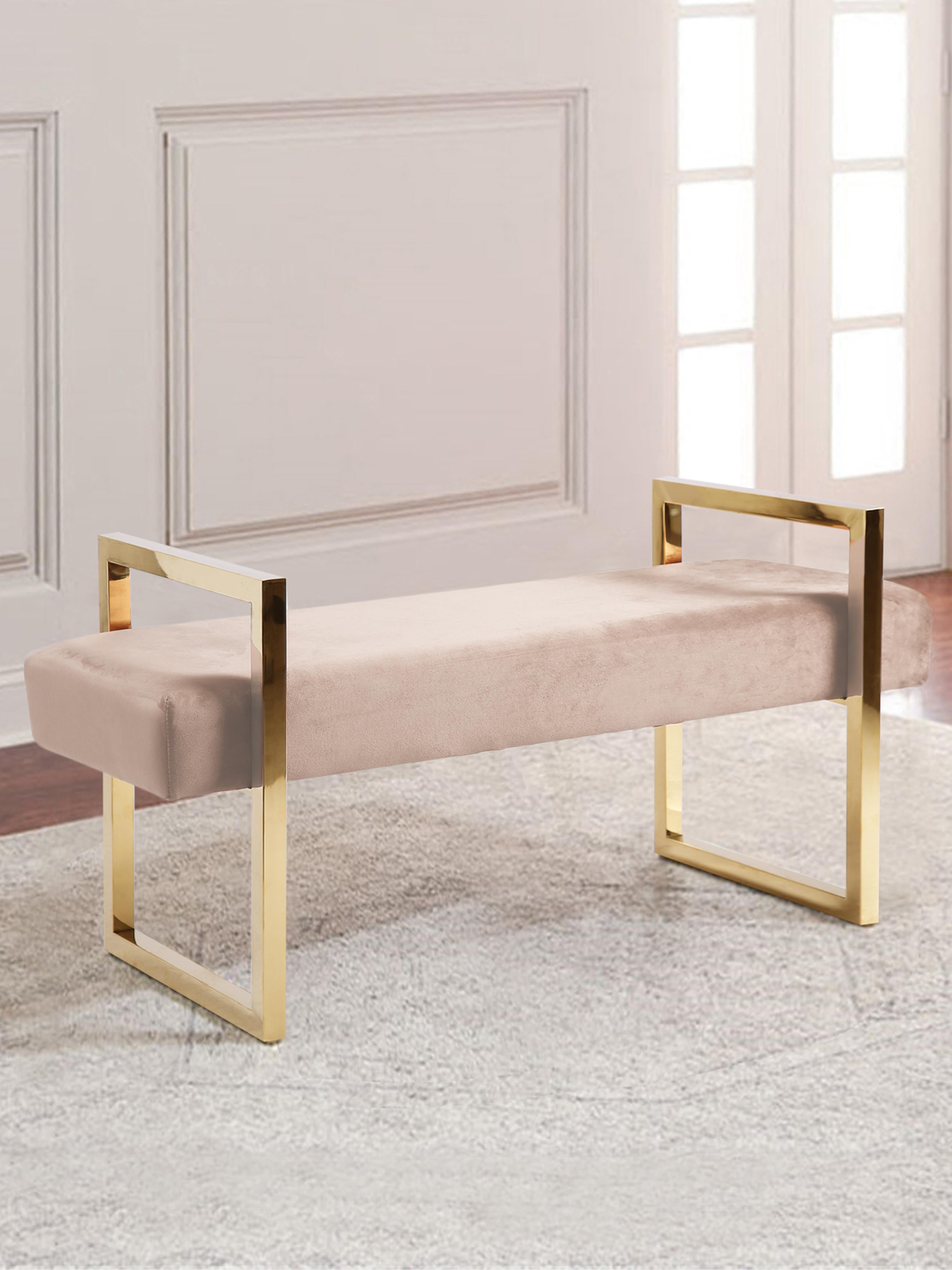 Olivia Pink Velvet Bench - Luxury Home Furniture (MI)