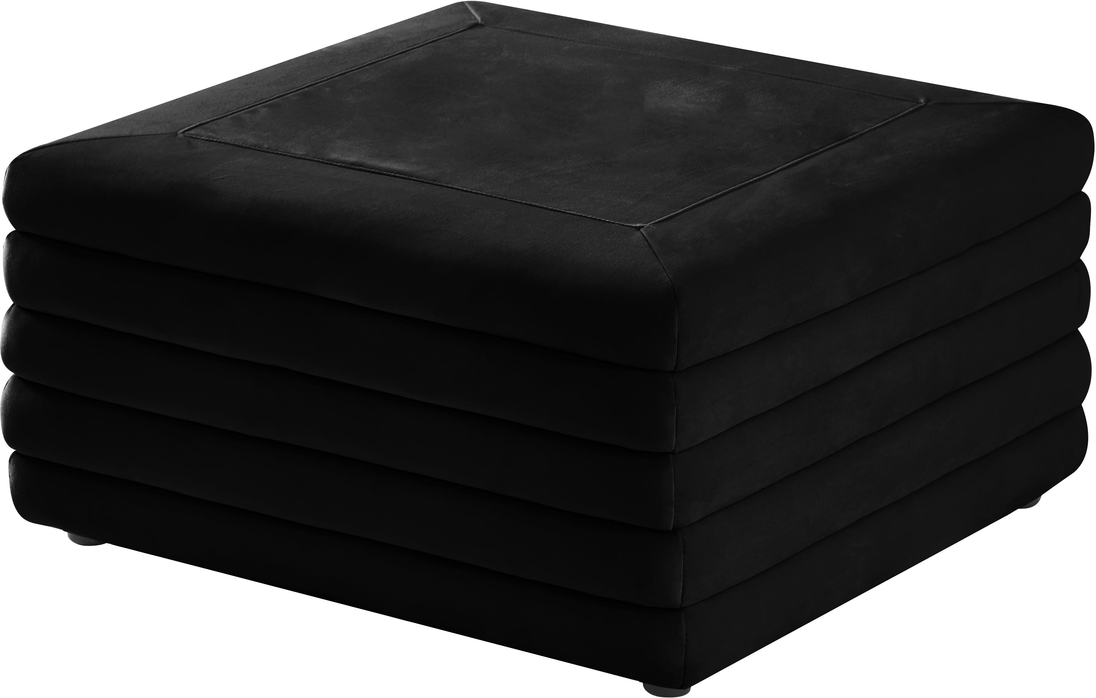 Lorenzo Black Velvet Ottoman - Luxury Home Furniture (MI)