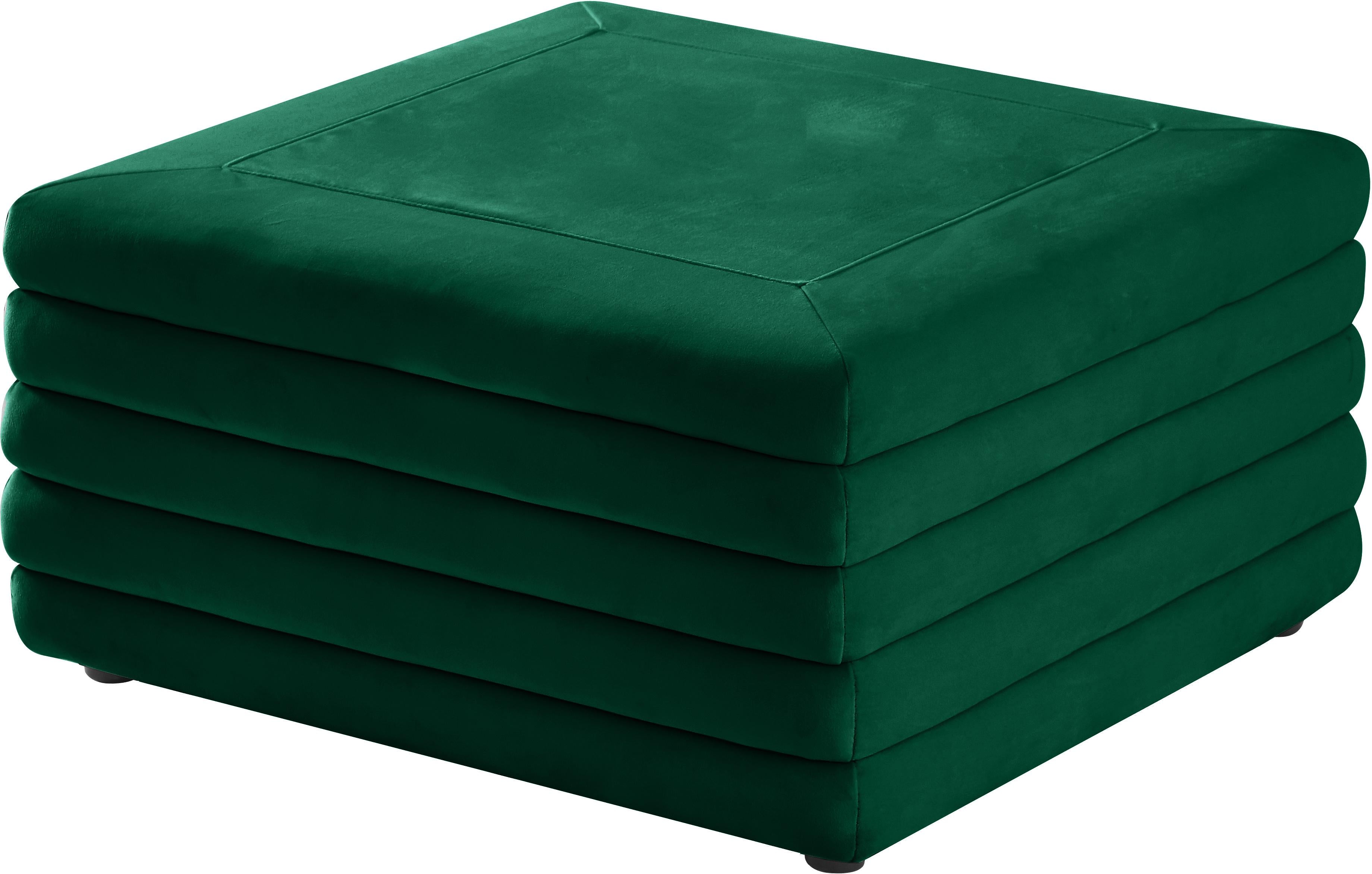 Lorenzo Green Velvet Ottoman - Luxury Home Furniture (MI)