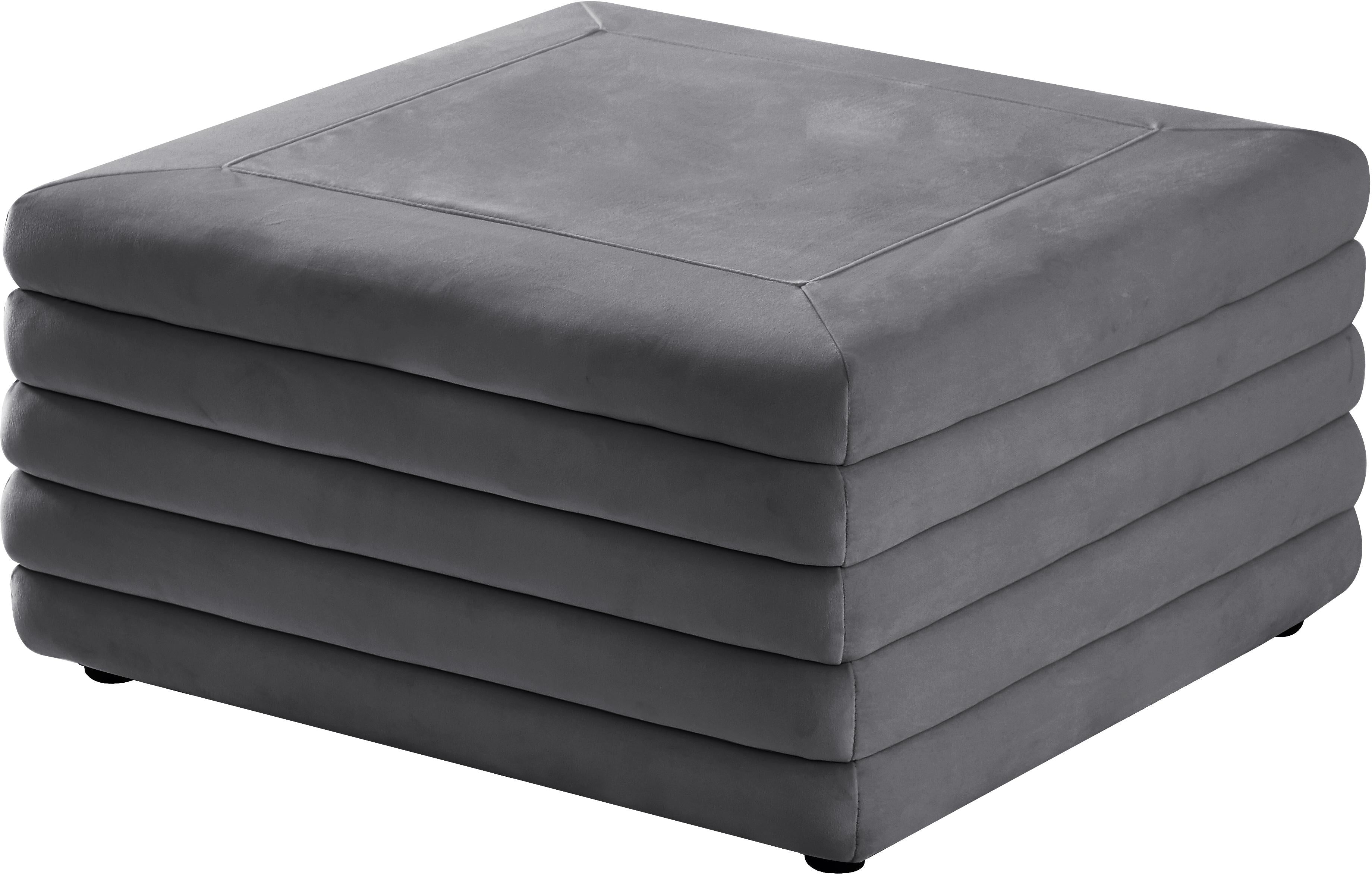 Lorenzo Grey Velvet Ottoman - Luxury Home Furniture (MI)