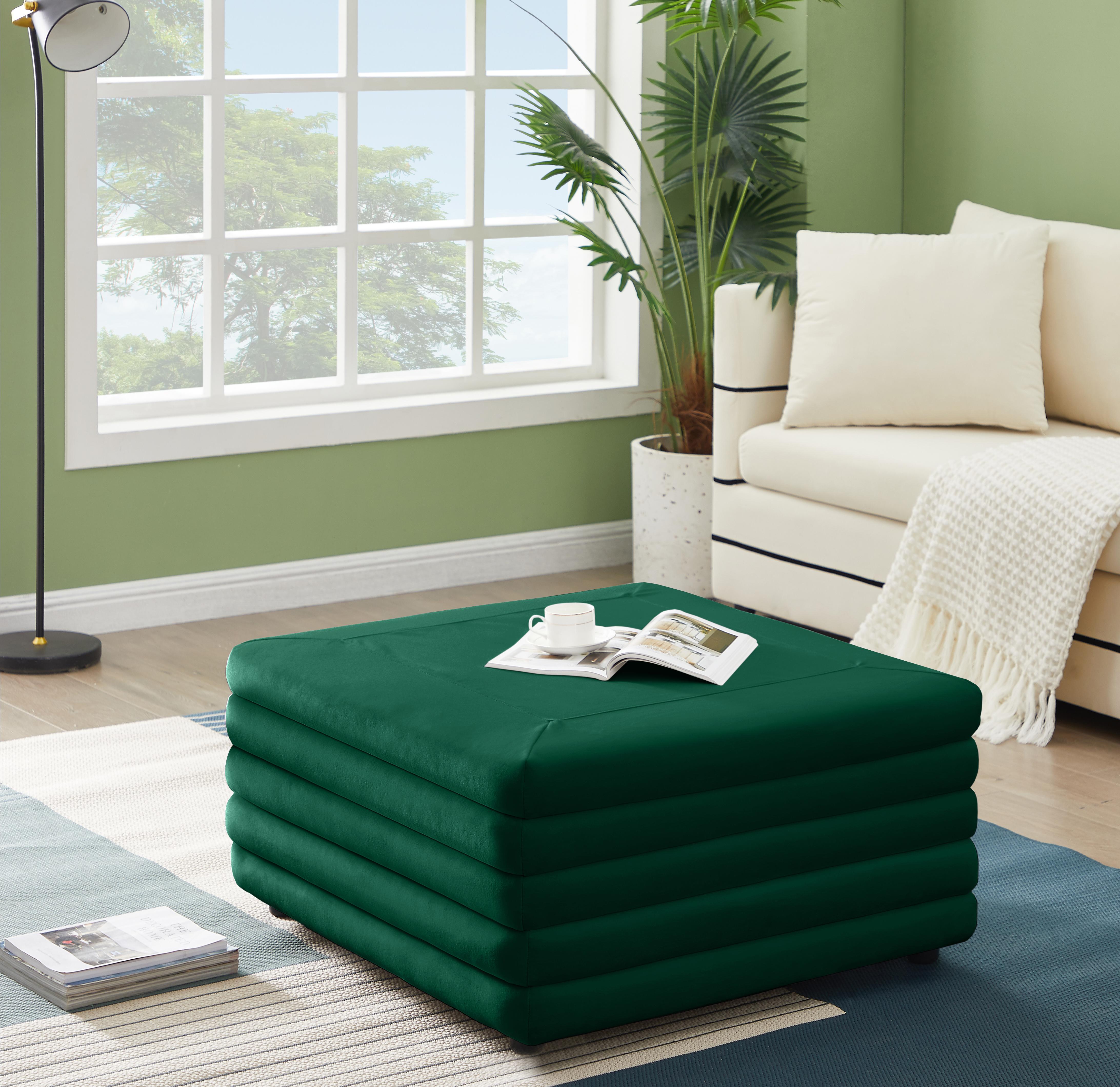 Lorenzo Green Velvet Ottoman - Luxury Home Furniture (MI)