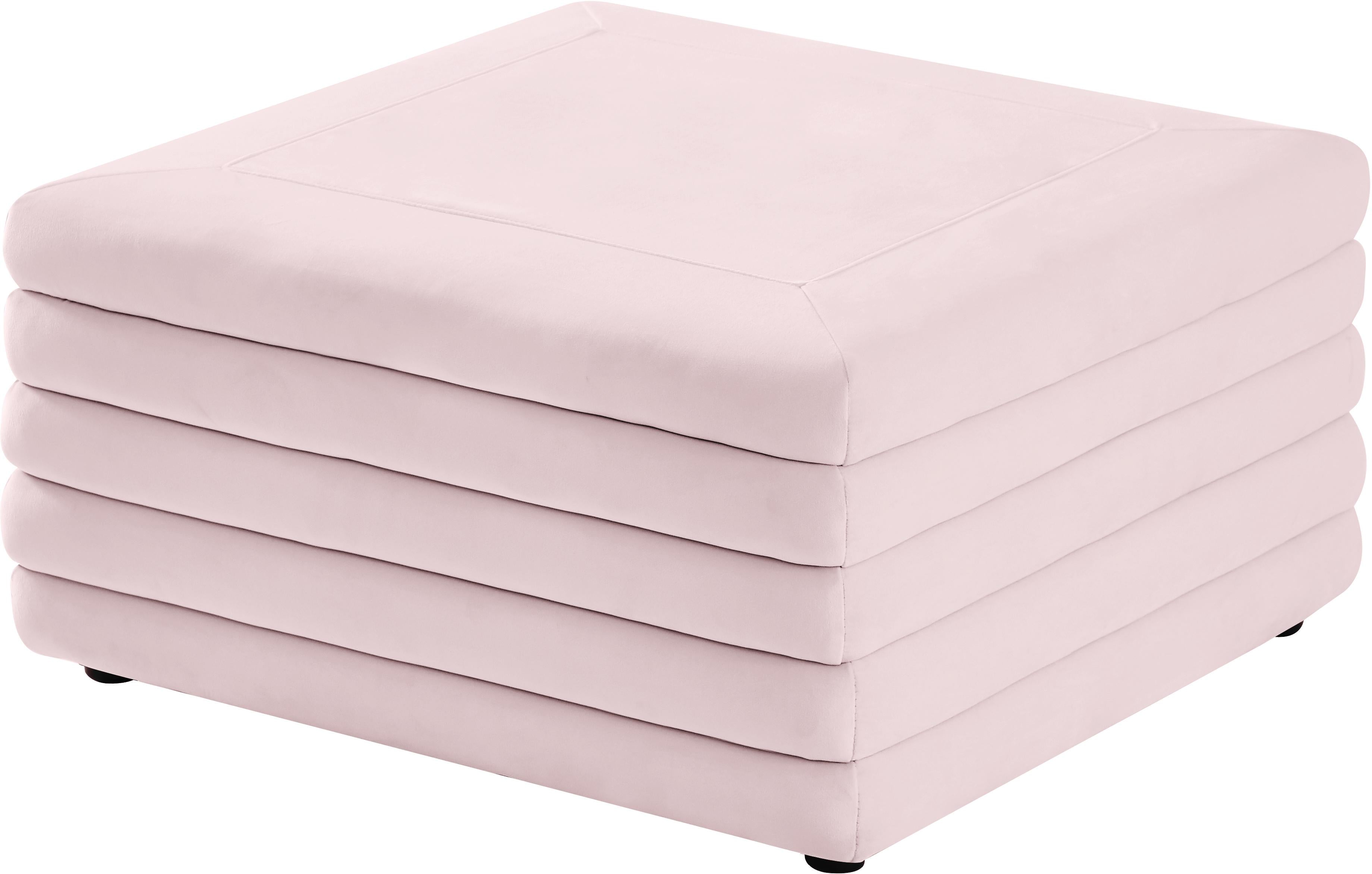 Lorenzo Pink Velvet Ottoman - Luxury Home Furniture (MI)