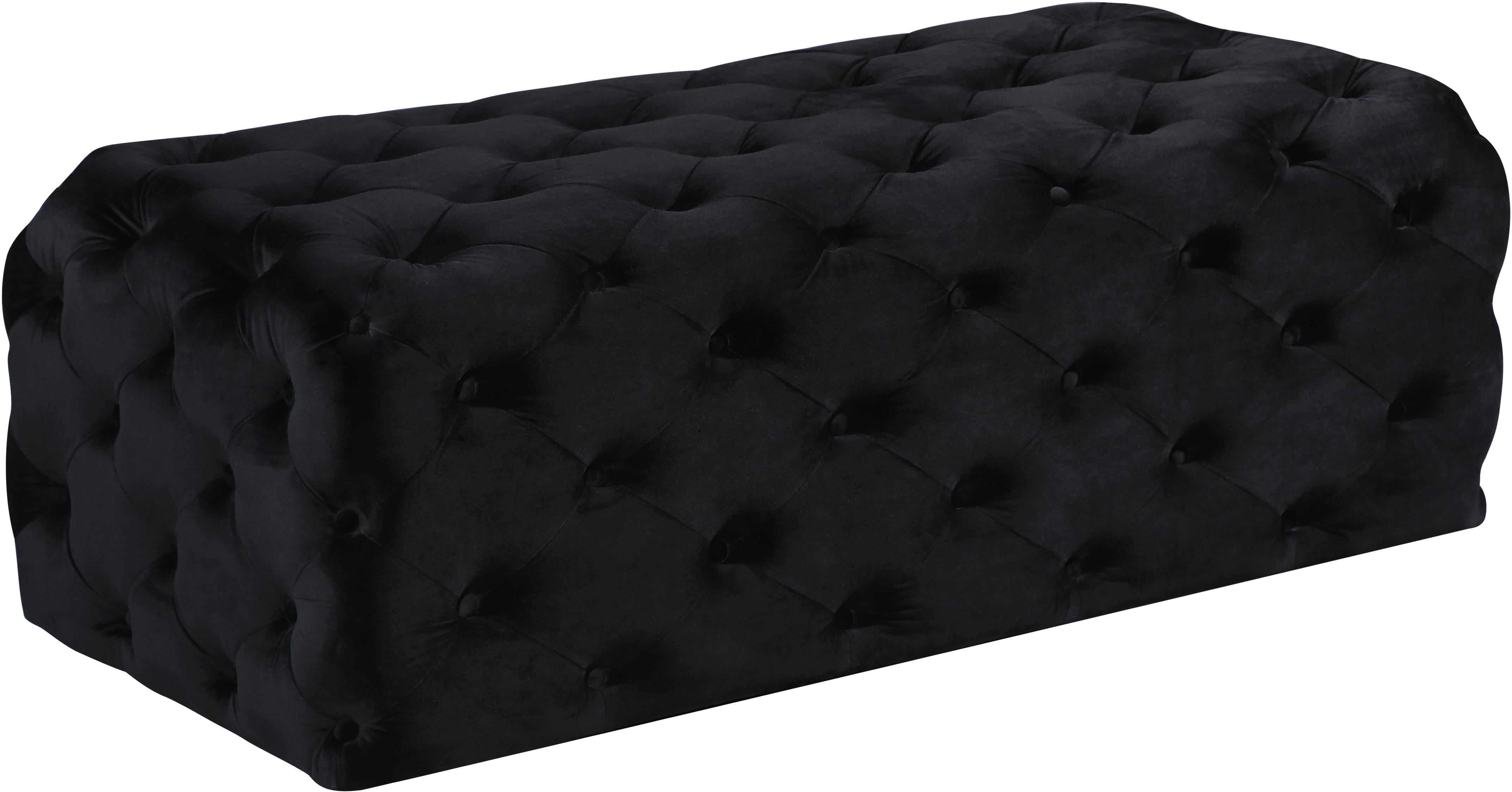 Casey Black Velvet Ottoman/Bench - Luxury Home Furniture (MI)