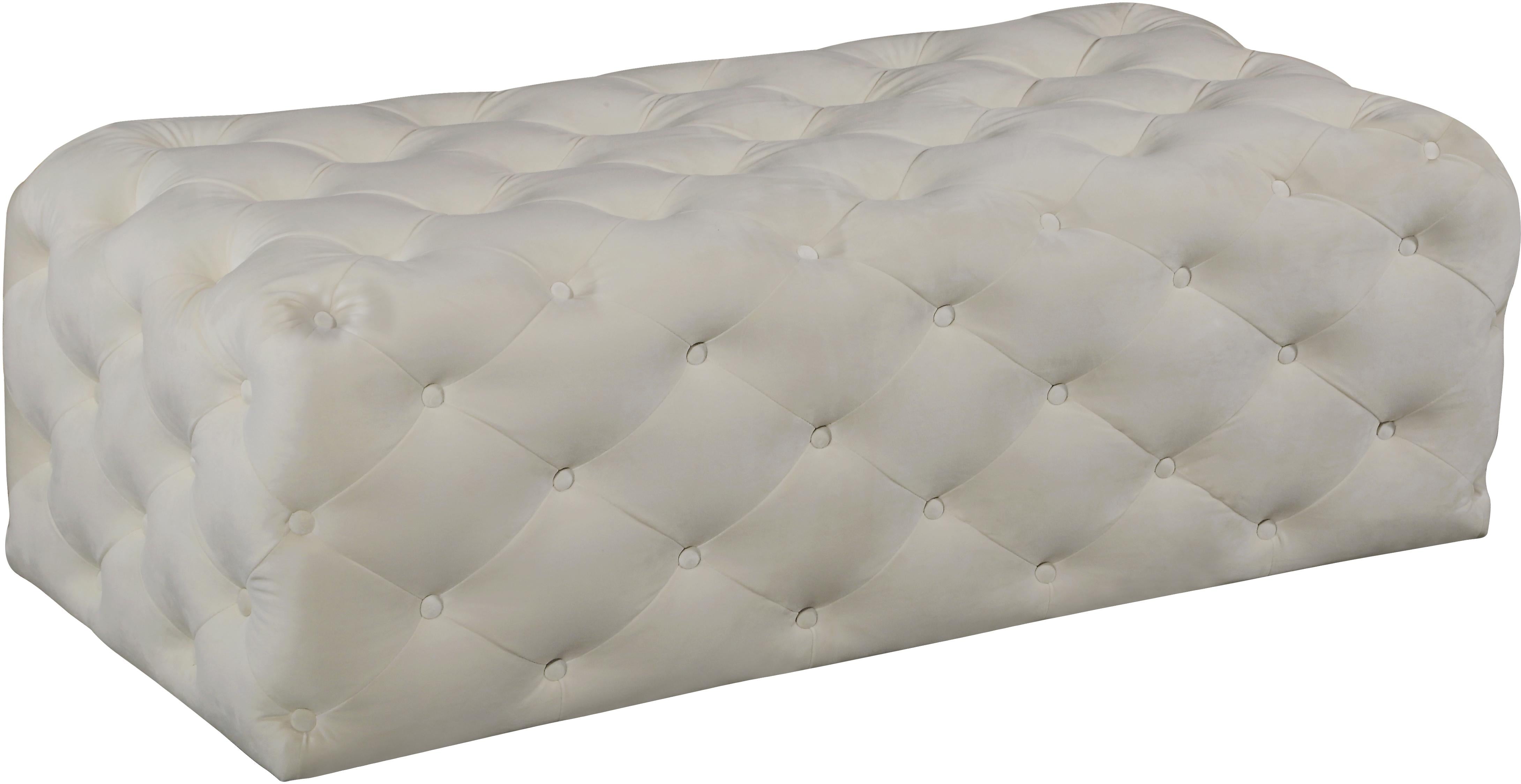 Casey Cream Velvet Ottoman/Bench - Luxury Home Furniture (MI)