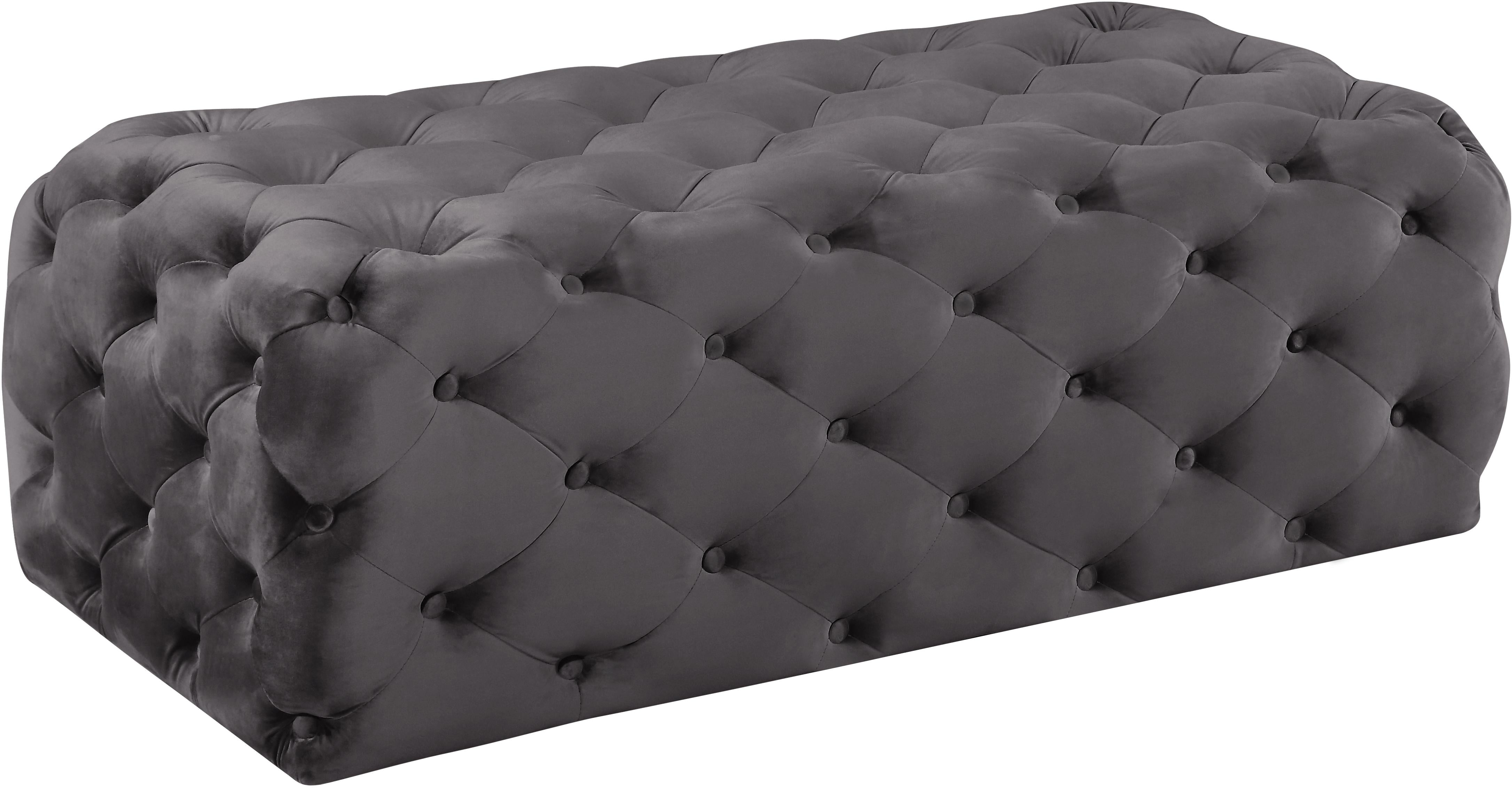 Casey Grey Velvet Ottoman/Bench - Luxury Home Furniture (MI)
