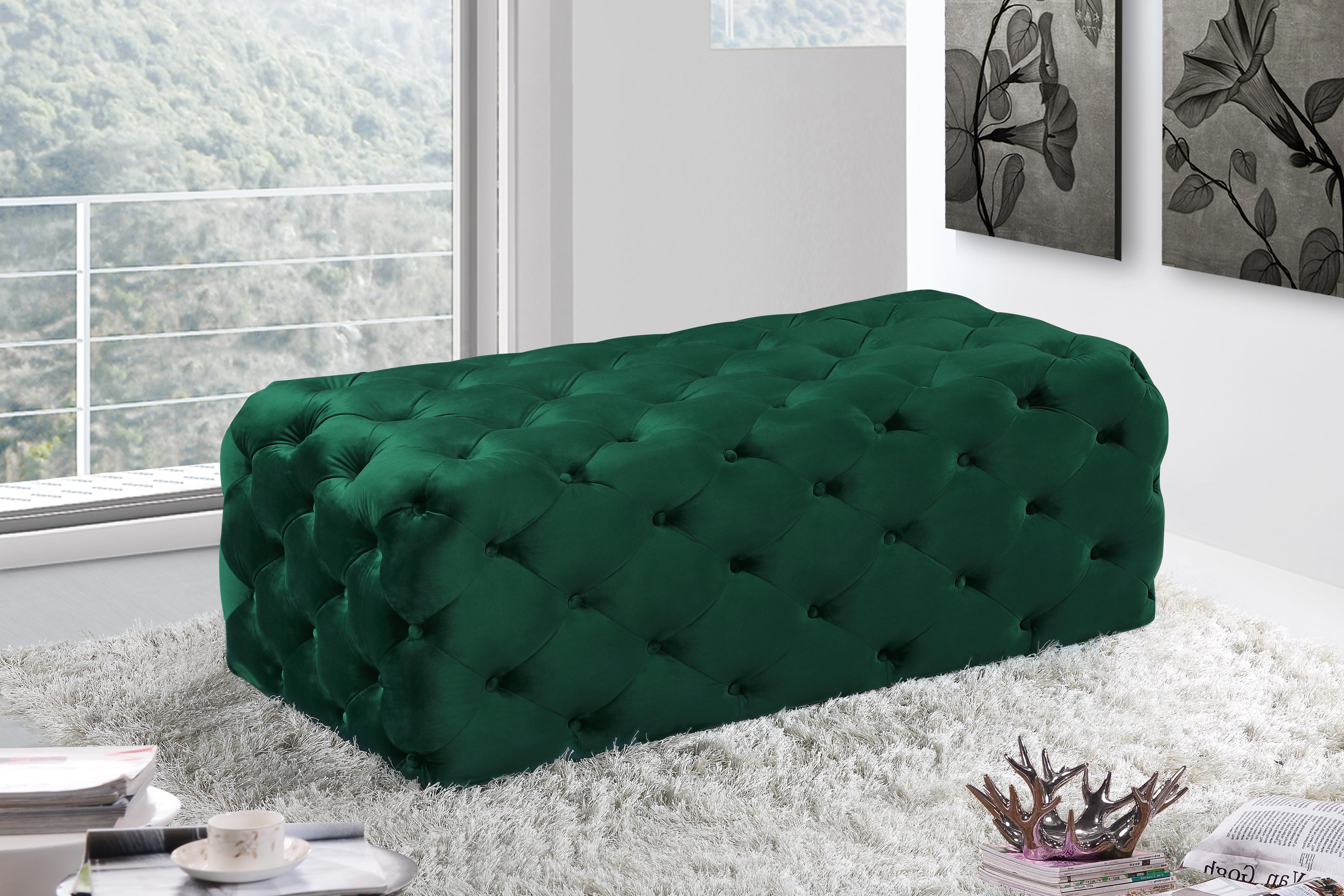 Casey Green Velvet Ottoman/Bench - Luxury Home Furniture (MI)