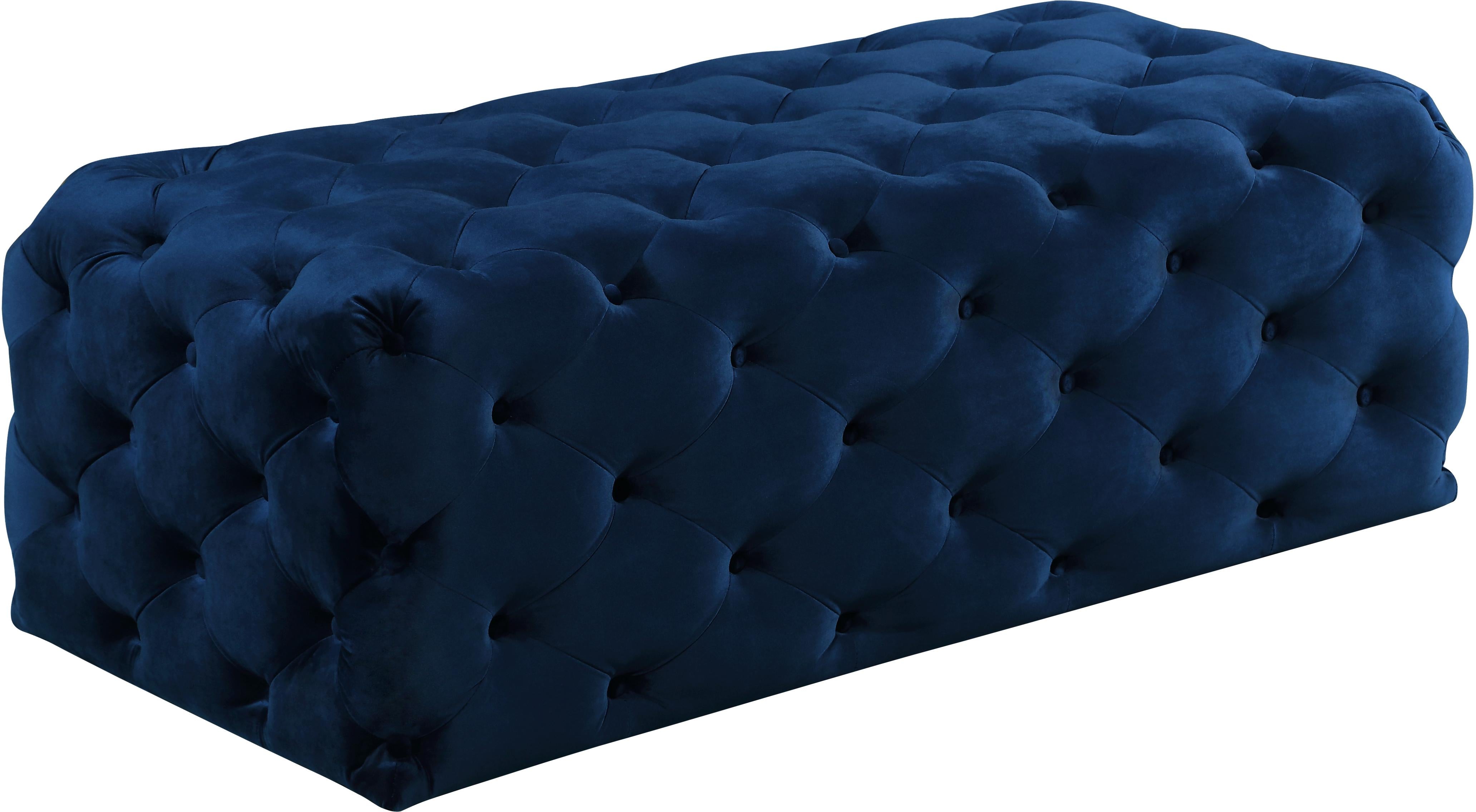 Casey Navy Velvet Ottoman/Bench - Luxury Home Furniture (MI)