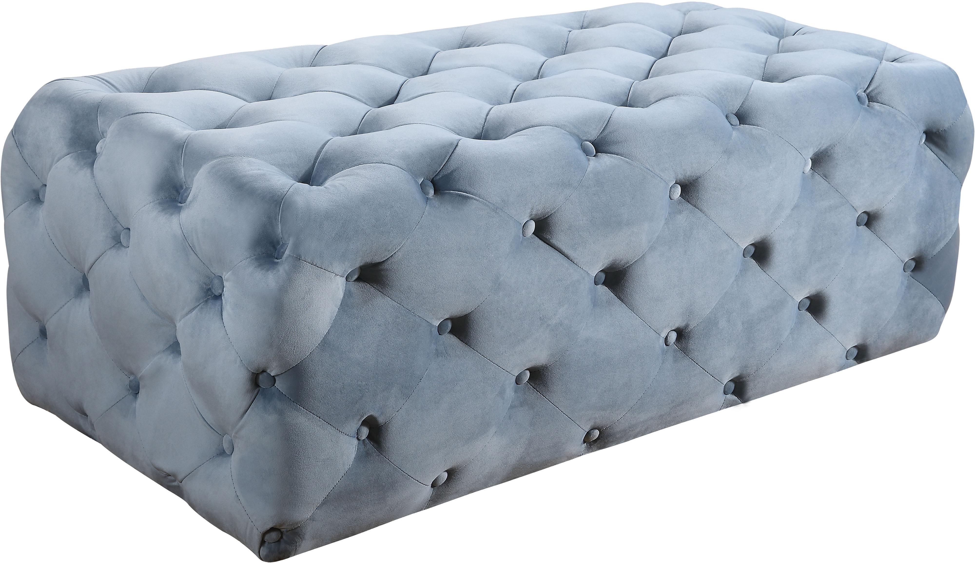 Casey Sky Blue Velvet Ottoman/Bench - Luxury Home Furniture (MI)