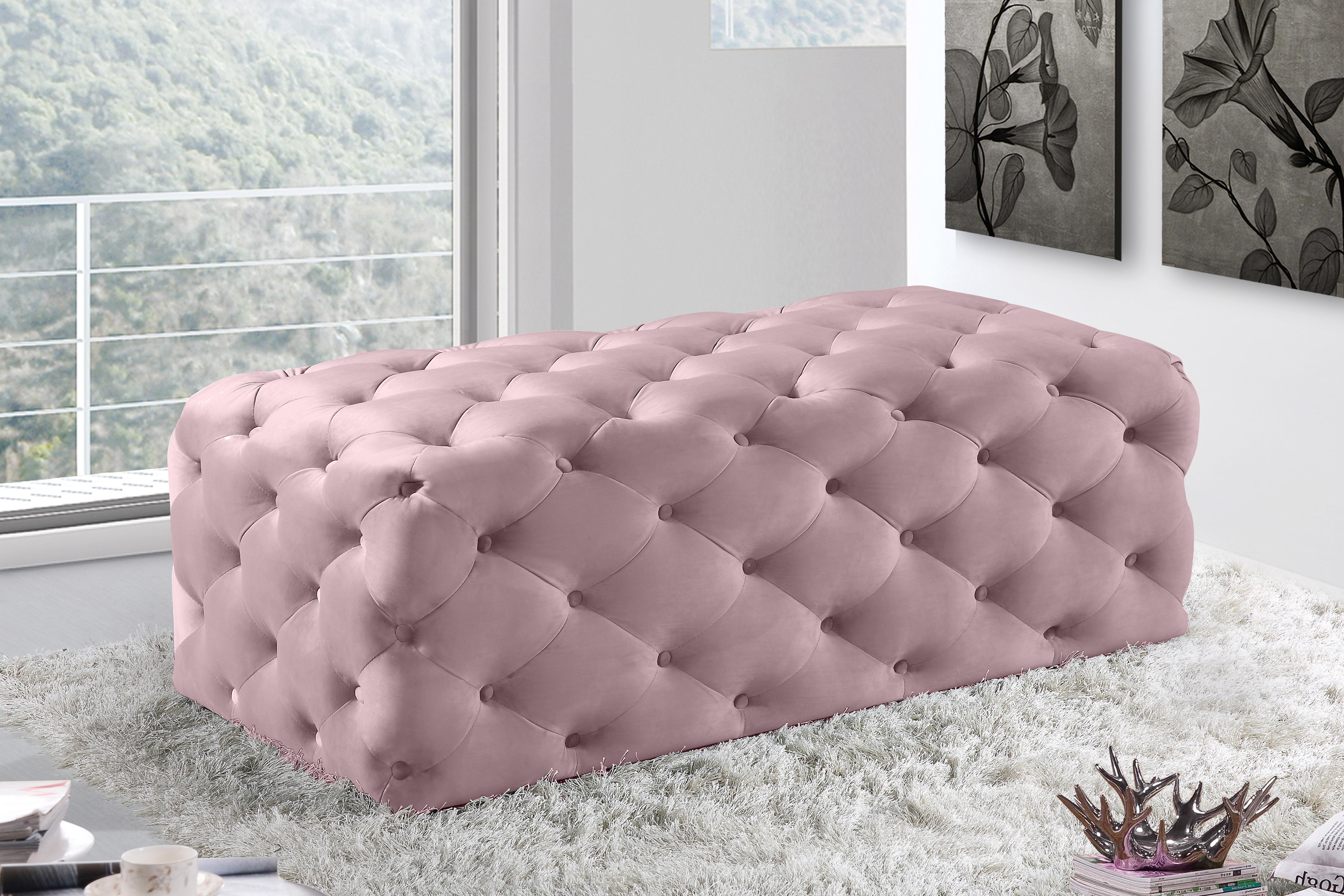 Casey Pink Velvet Ottoman/Bench - Luxury Home Furniture (MI)