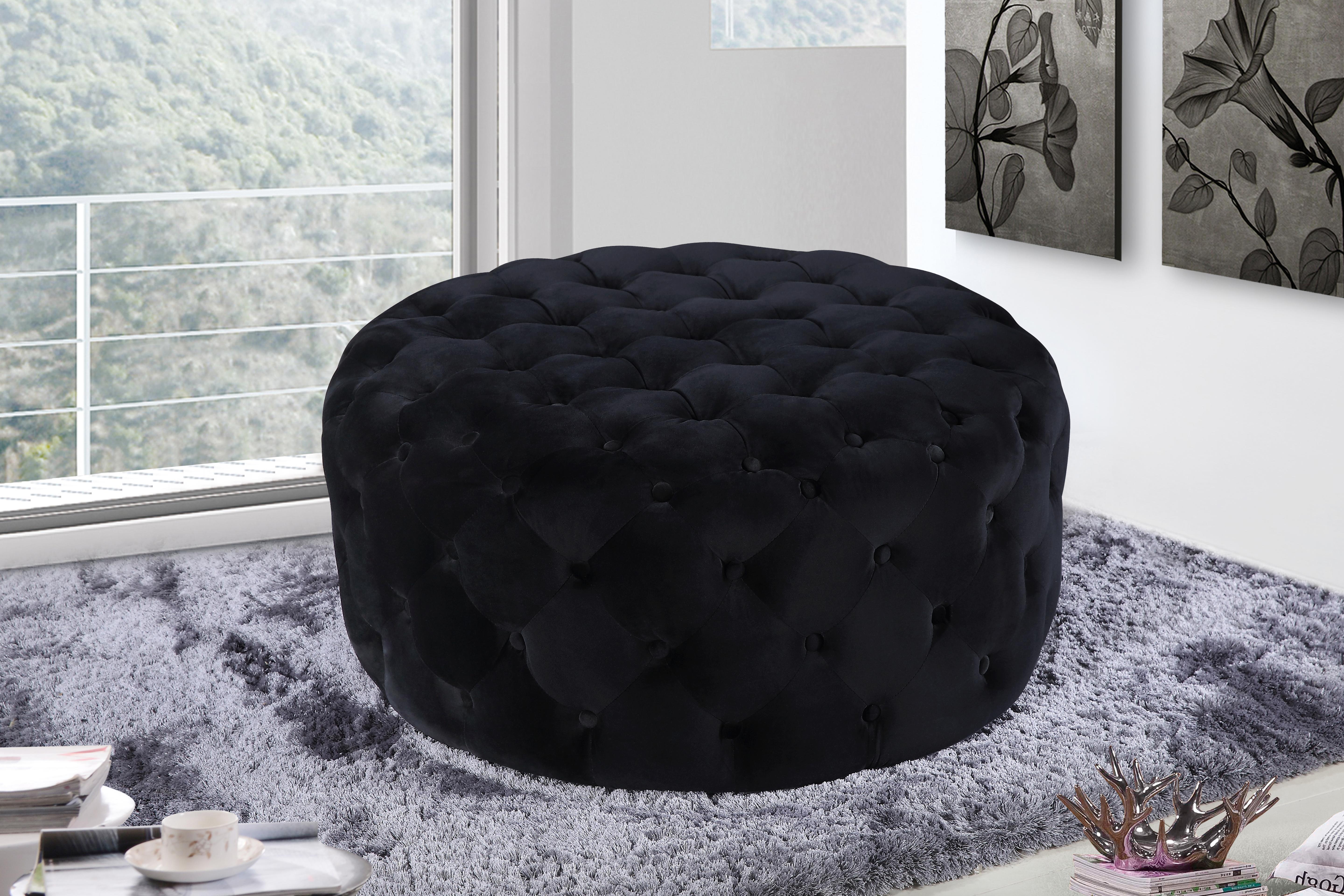 Addison Black Velvet Ottoman/Bench - Luxury Home Furniture (MI)