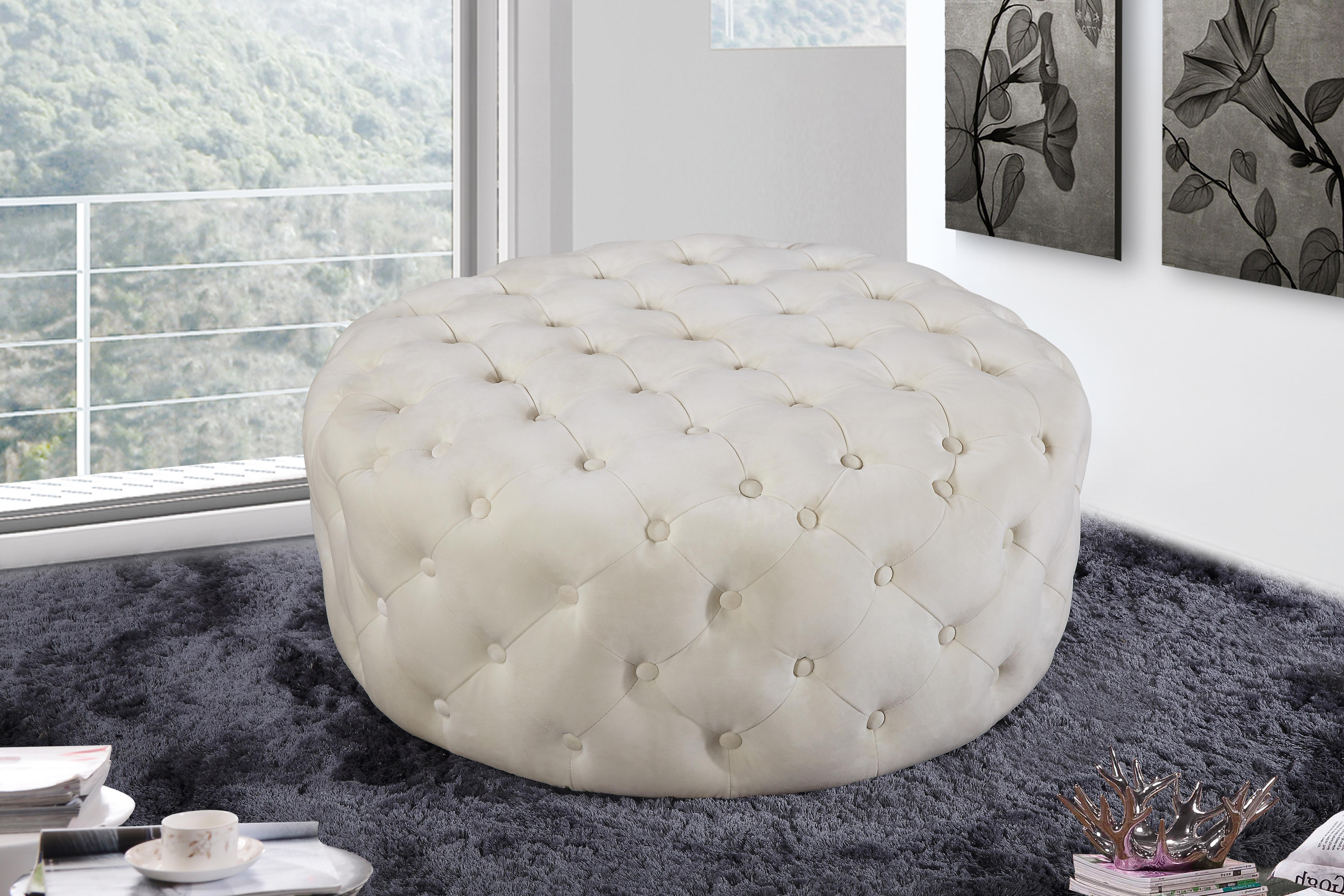 Addison Cream Velvet Ottoman/Bench - Luxury Home Furniture (MI)