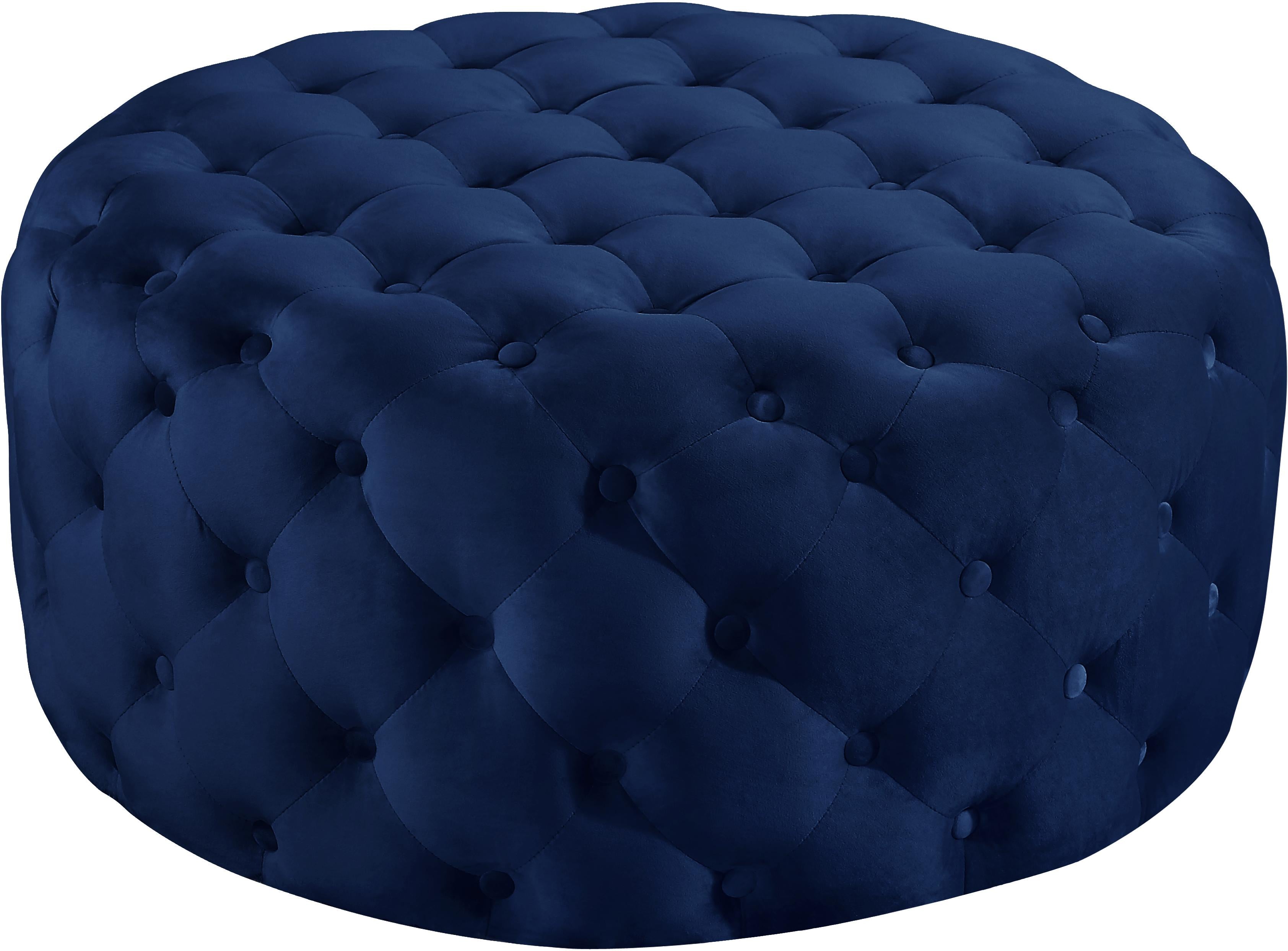 Addison Navy Velvet Ottoman/Bench - Luxury Home Furniture (MI)