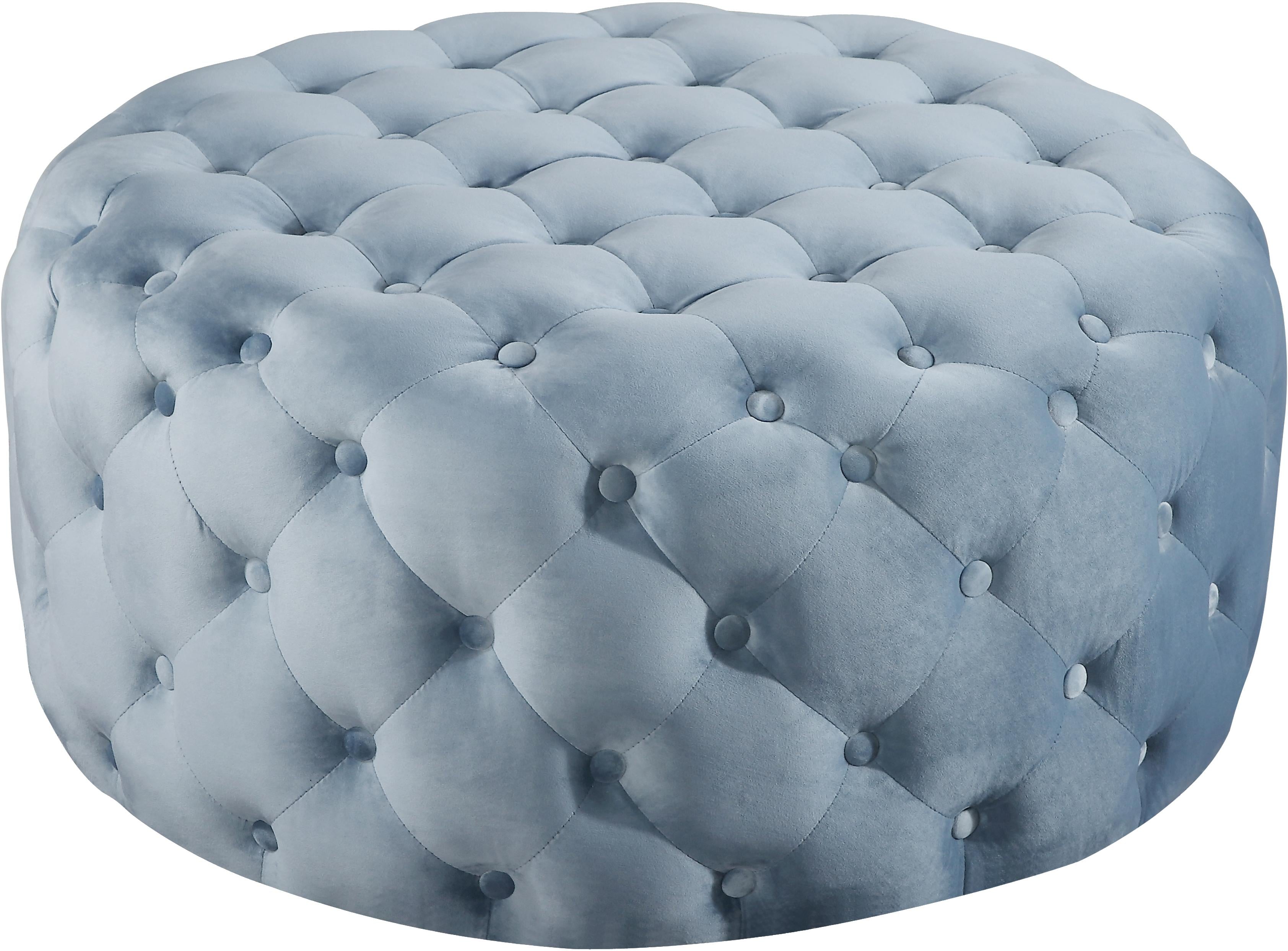 Addison Sky Blue Velvet Ottoman/Bench - Luxury Home Furniture (MI)