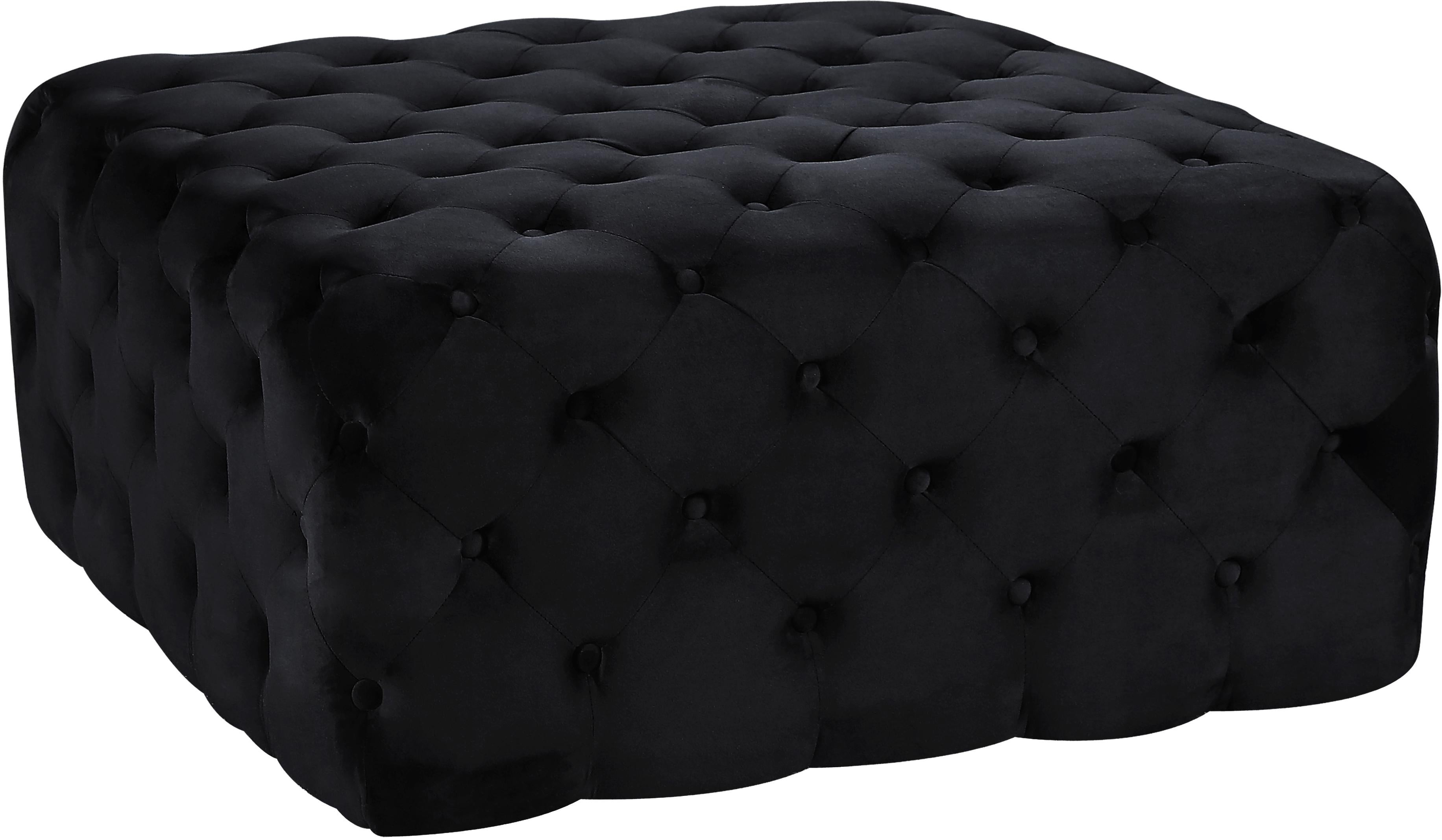 Ariel Black Velvet Ottoman/Bench - Luxury Home Furniture (MI)