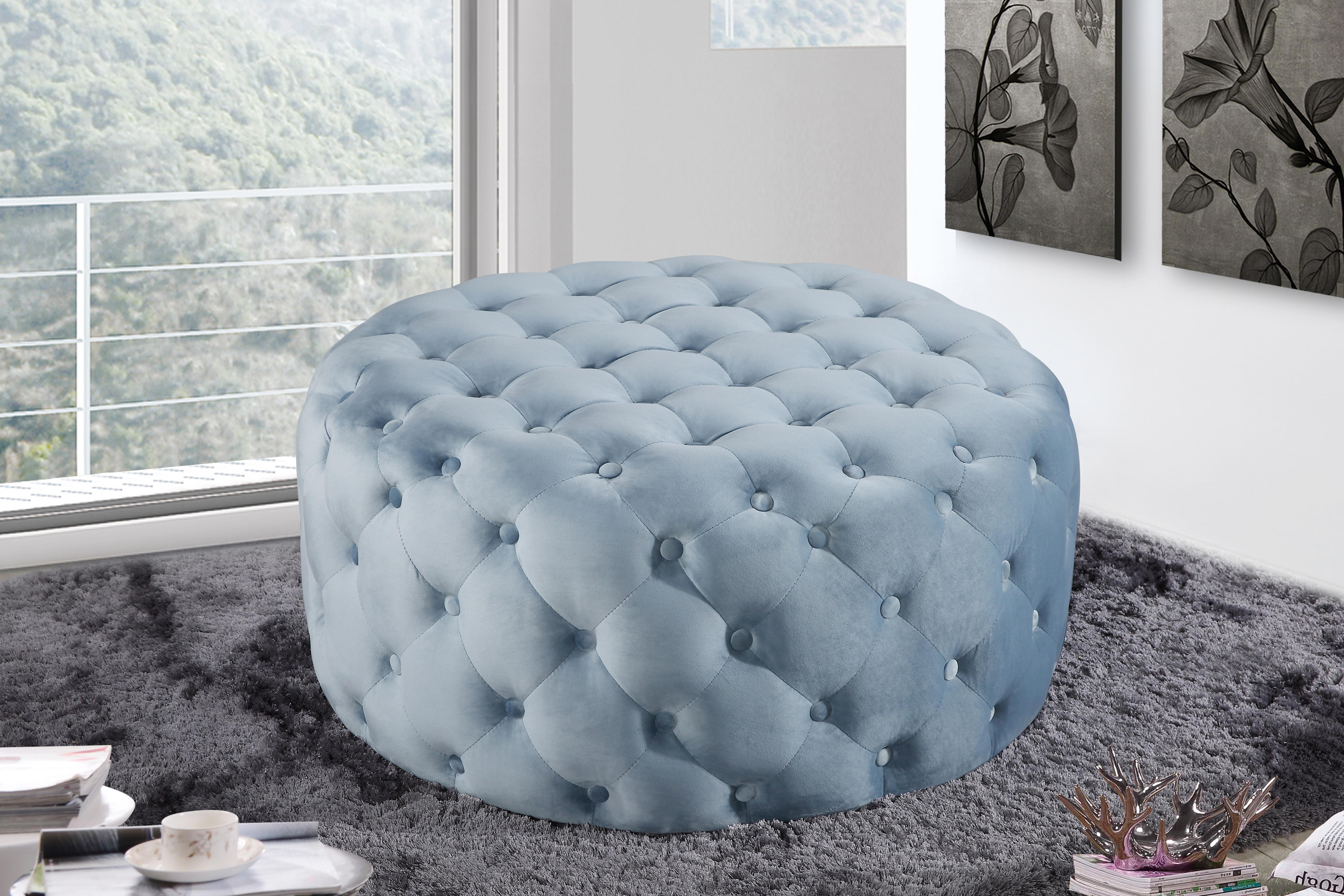 Addison Sky Blue Velvet Ottoman/Bench - Luxury Home Furniture (MI)