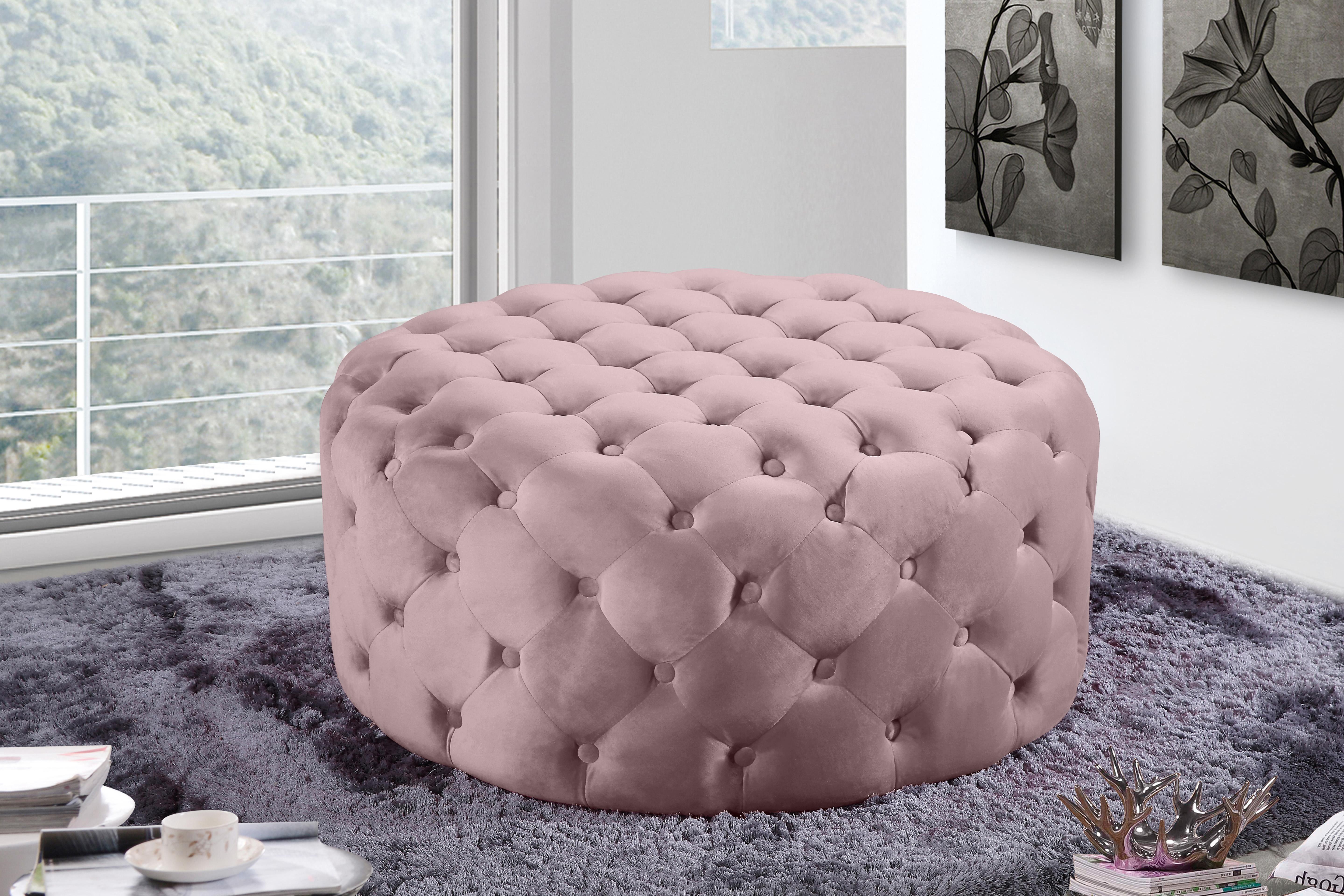 Addison Pink Velvet Ottoman/Bench - Luxury Home Furniture (MI)