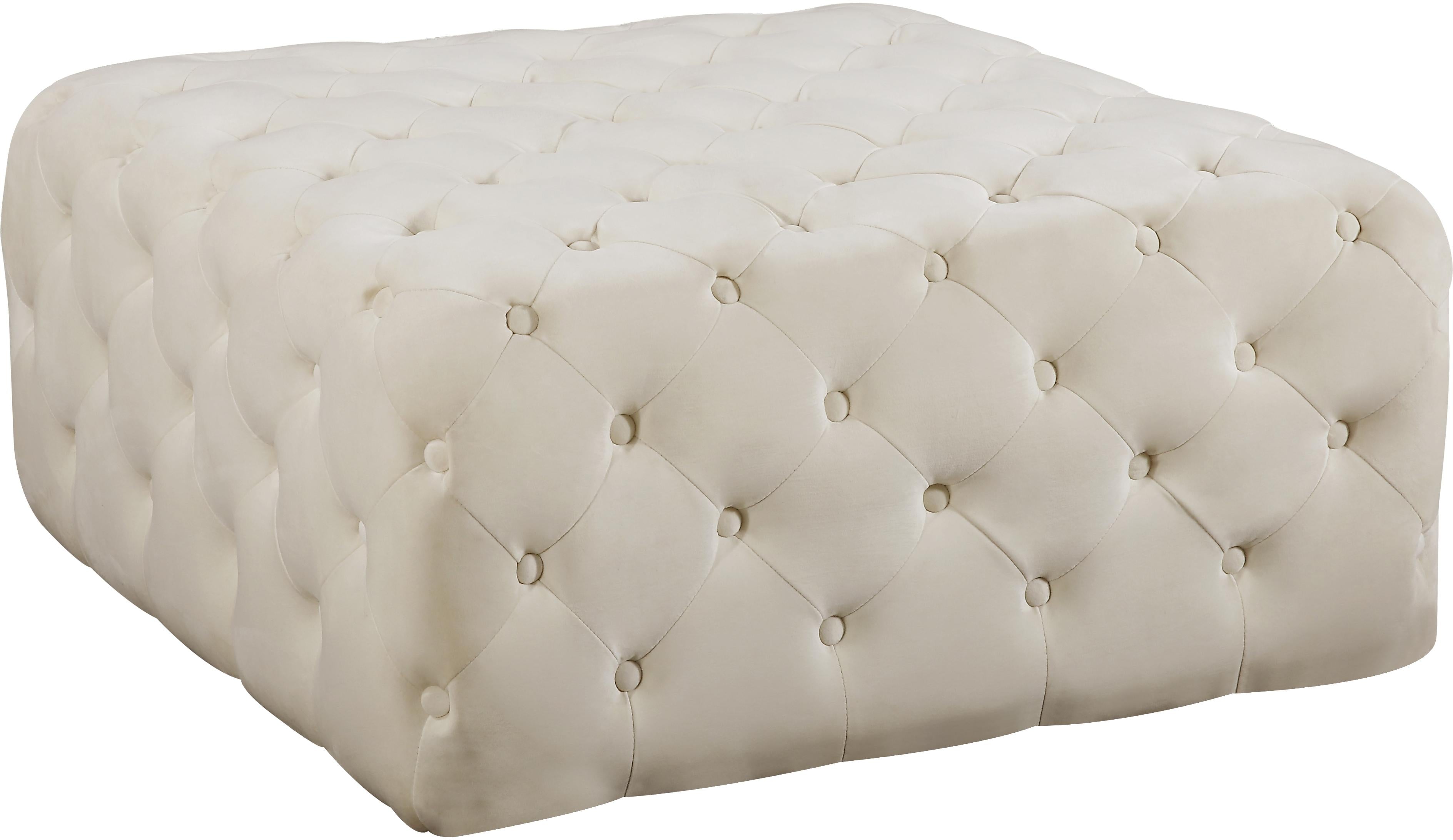Ariel Cream Velvet Ottoman/Bench - Luxury Home Furniture (MI)