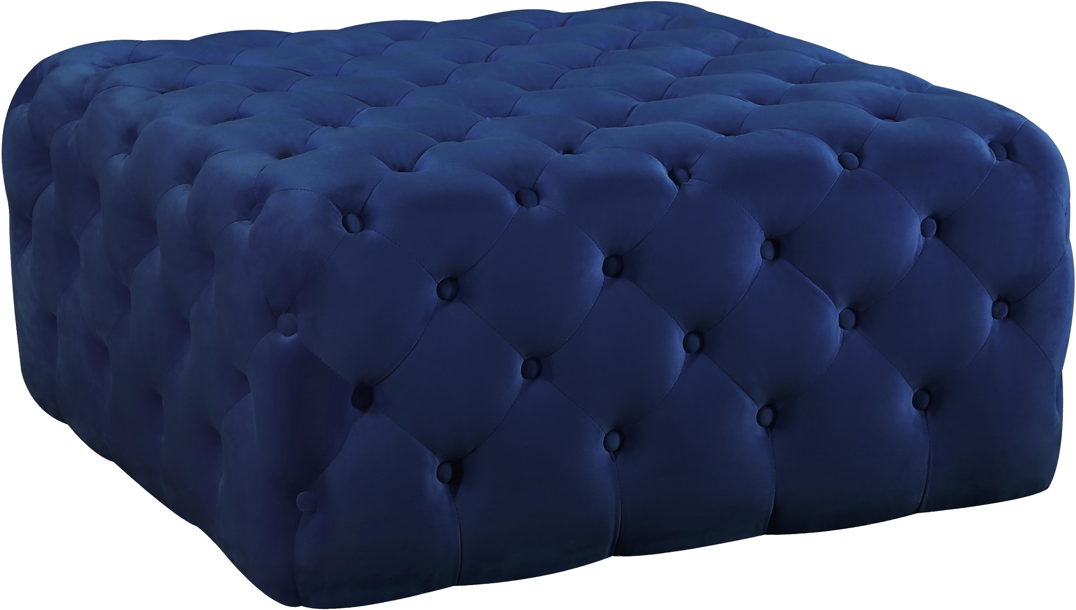 Ariel Navy Velvet Ottoman/Bench - Luxury Home Furniture (MI)