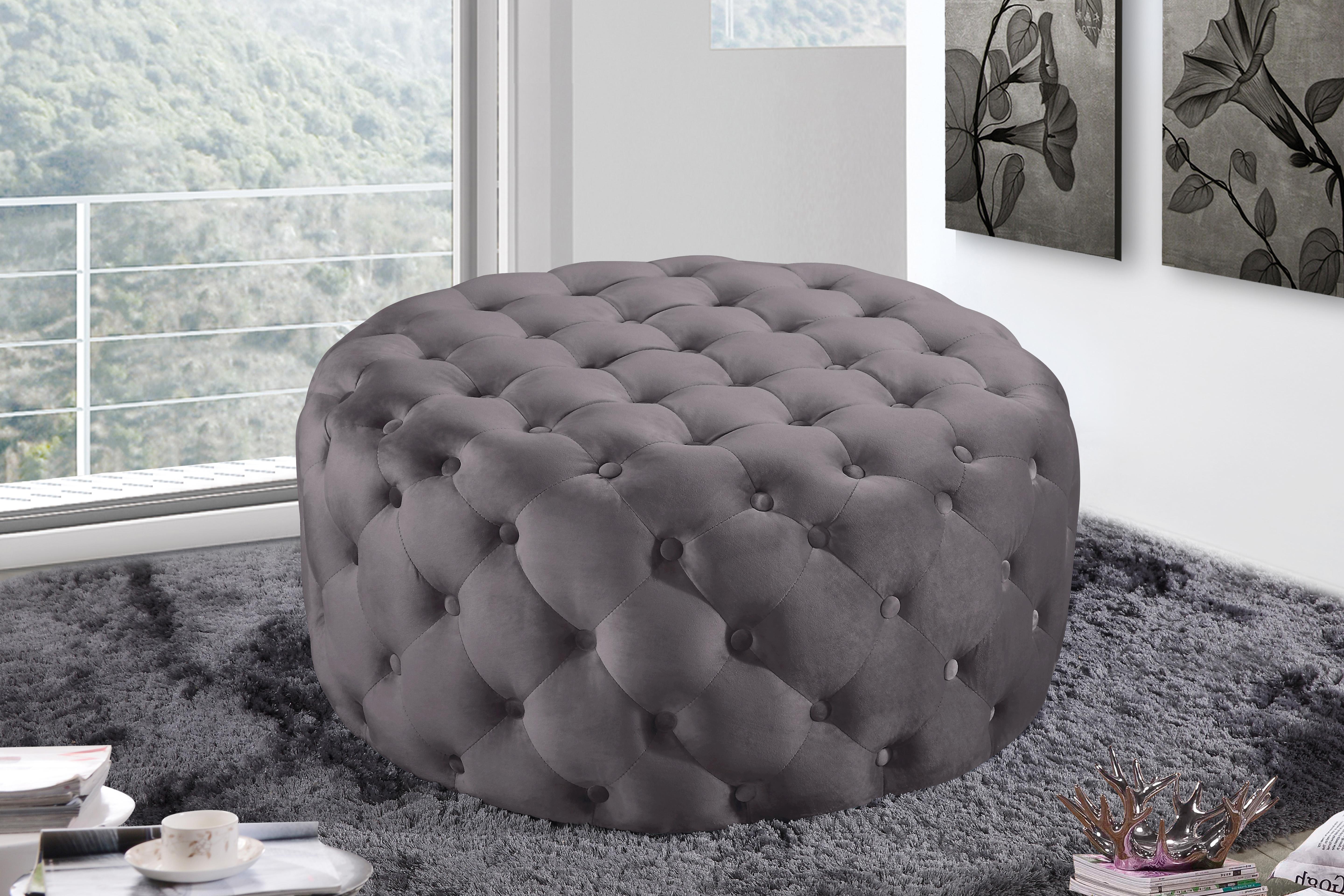 Addison Grey Velvet Ottoman/Bench - Luxury Home Furniture (MI)